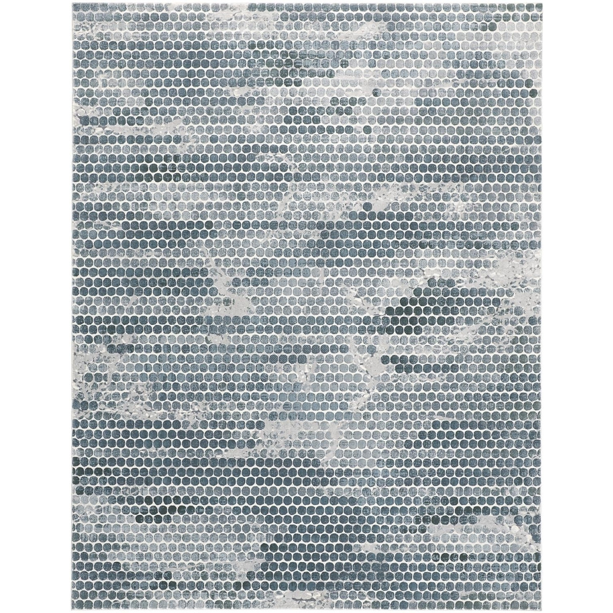 2 x 3 ft. Blue & Gray Polka Dots Distressed Stain Resistant Rectangle Area Rug - Blue and Gray - 2 x 3 ft.