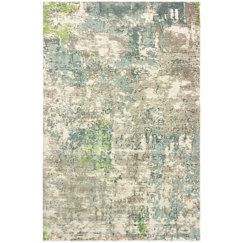 8 x 10 ft. Blue & Green Abstract Hand Loomed Stain Resistant Rectangle Area Rug - Blue Green - 8 x 10 ft.