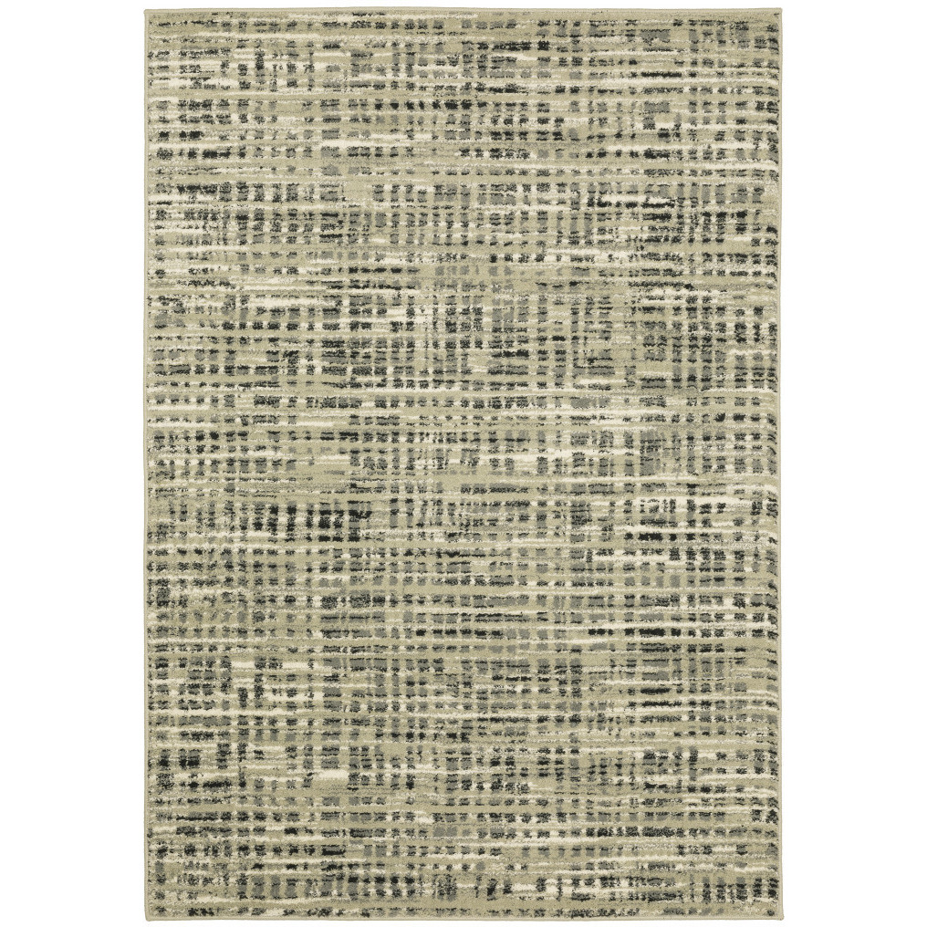 5 x 7 ft. Beige Gray Ivory & Sage Blue Geometric Power Loom Stain Resistant Rectangle Area Rug