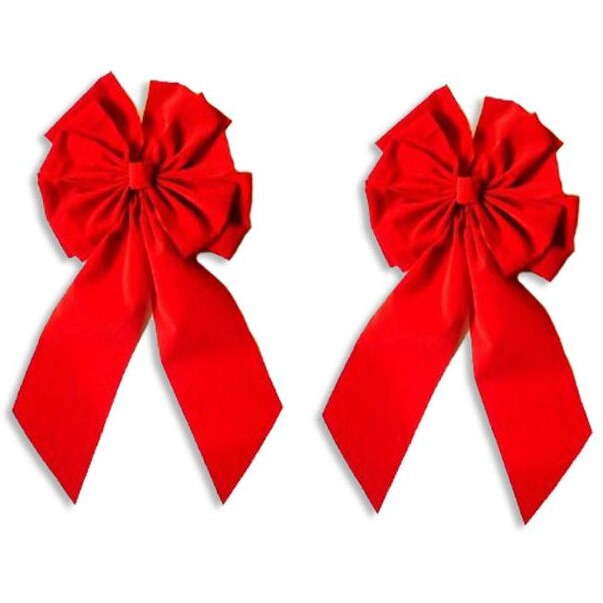 23 in. Christmas Velvet Bow&44 Red - Pack of 2