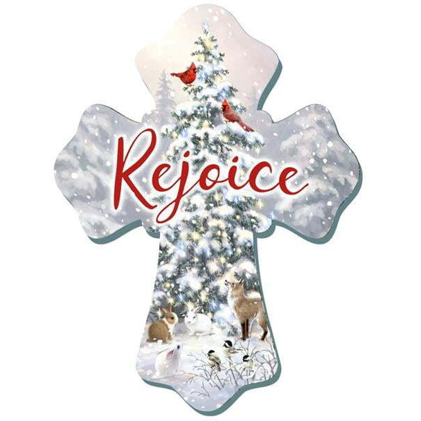 6 x 8 in. Wall Cross - Rejoice with Glitter