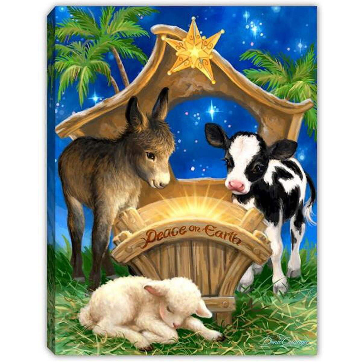 8 x 6 in. Born in A Manger Mini Canvas LED Tabletop with Timer