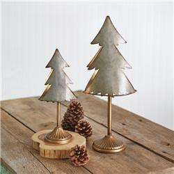 Galvanized Tree Tealight Holders - Set of 2