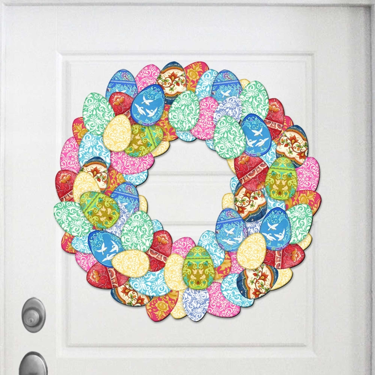 12 x 9 in. Easter Eggs Holiday Door Wreath Easter Spring Decor