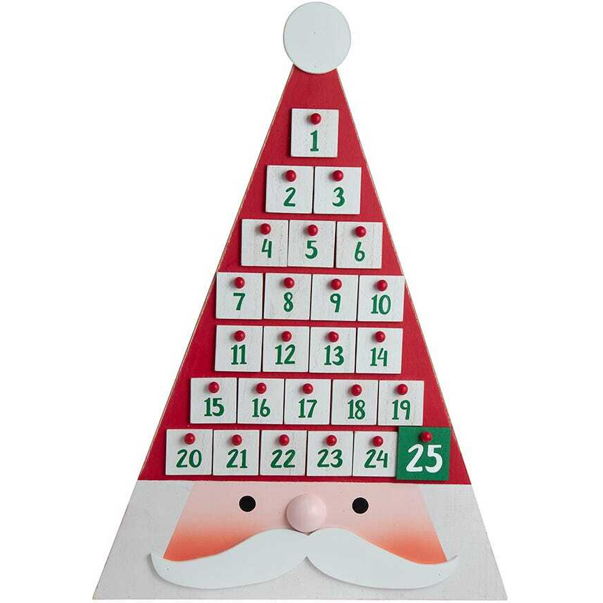 19.7 in. Triangular Santa Head Advent Calendar