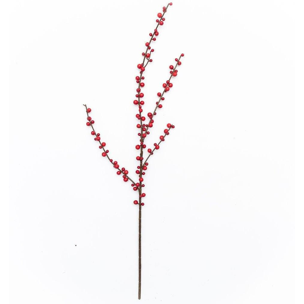 AI-FL6214BRD-Q04 Red Berry Branch Pick - Set of 4