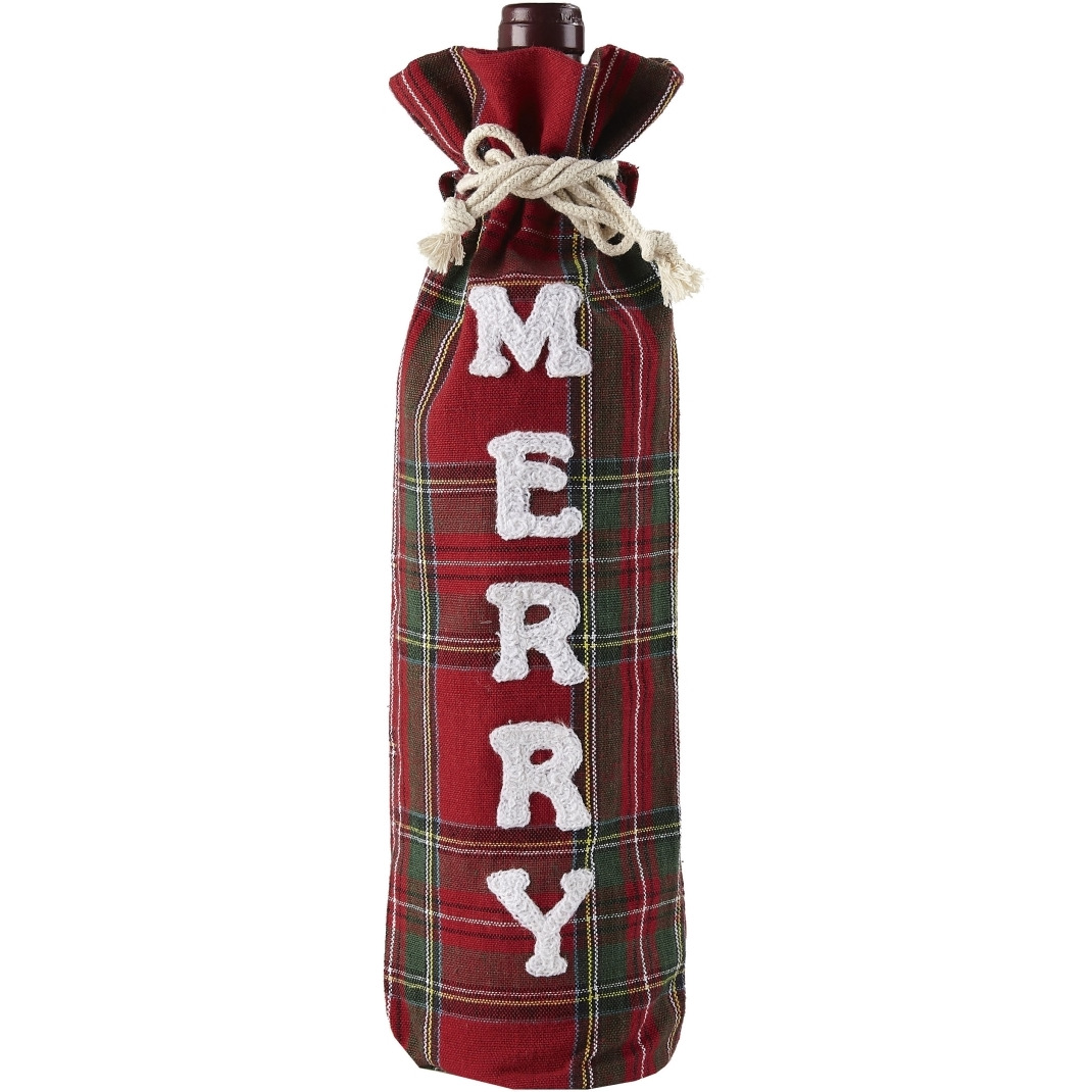 5.5 x 13 in. Merry Wine Bag - Pack of 4