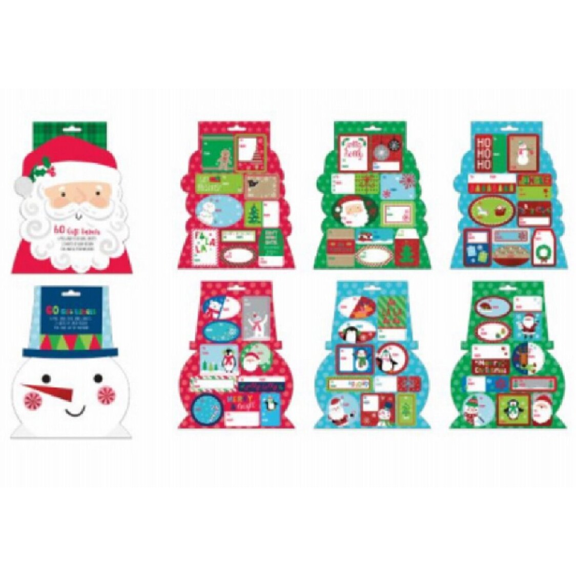 Christmas Traditional Theme Label Booklet Papercraft Gift Bags - 60 Count