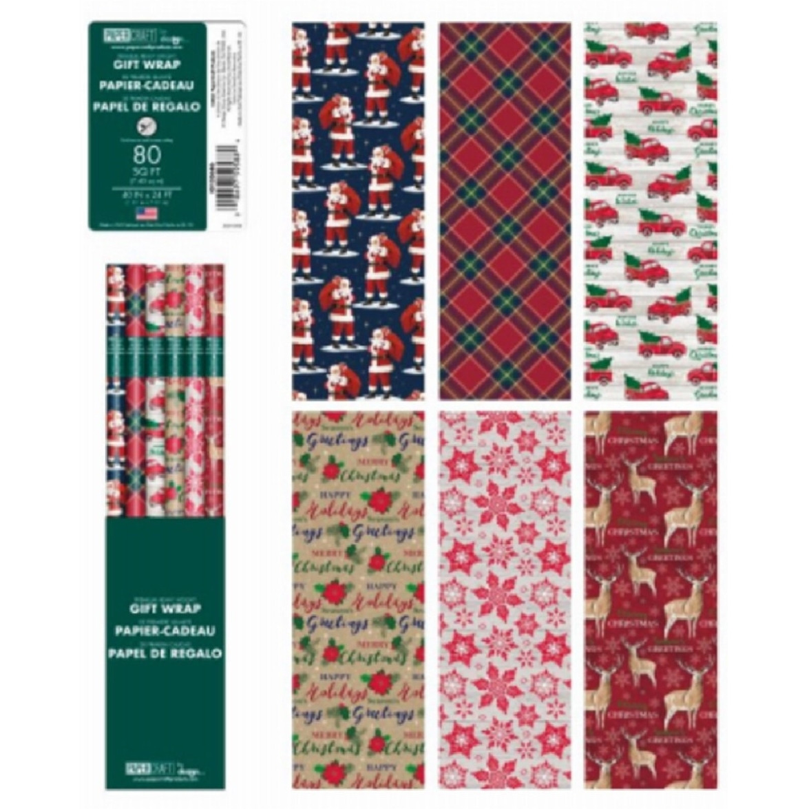 40 x 24 in. 80 sq. ft. Traditional Christmas Wrap&44 Pack of 36