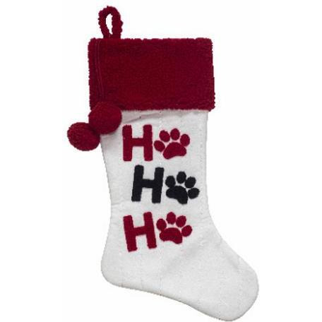 20 in. Paw Print Stocking&44 White & Red - Pack of 12