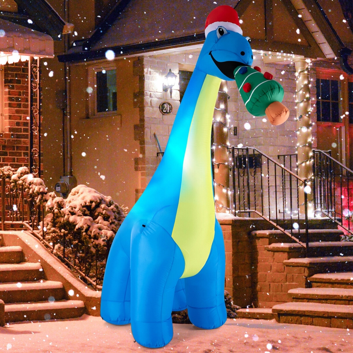 Outdoor Inflatable Dinosaur Christmas Decor - 10ft