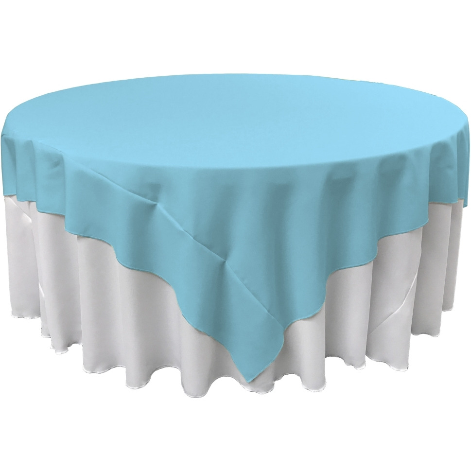 TCpop90x90-TurquoiseLgtP40 Polyester Poplin Square Tablecloth  Light Turquoise - 90 x 90 in.