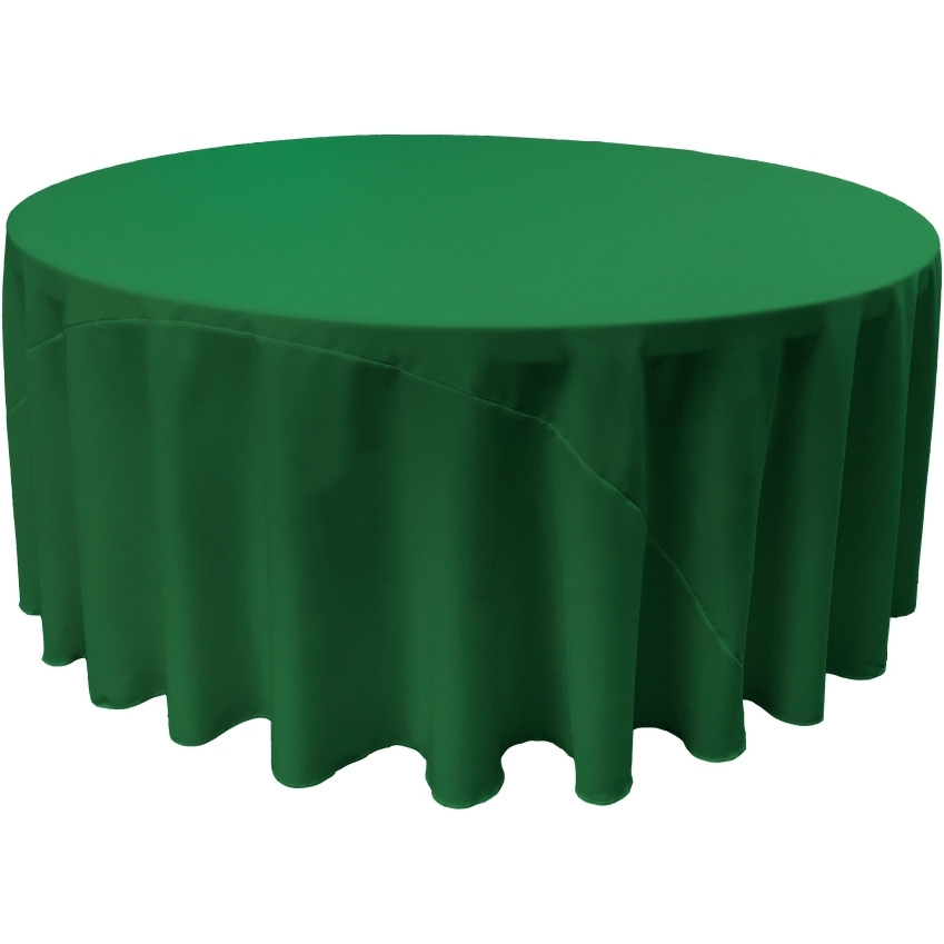 TCpop132R-GreenEmP32 Polyester Poplin Tablecloth - Emerald Green - 132 in. Round