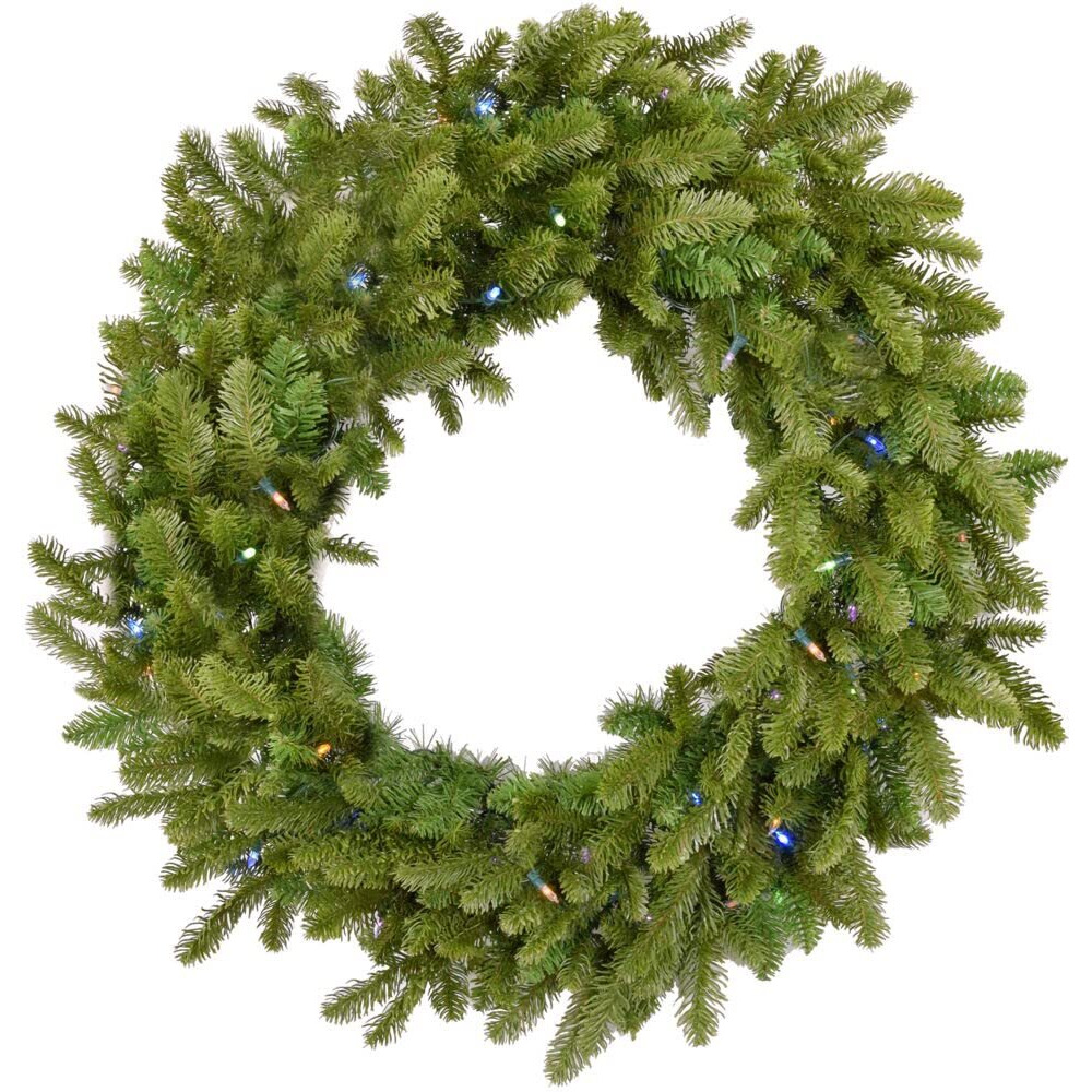 CT 36" Greenland Pine Wreath, B/O Multi Color LED Lights