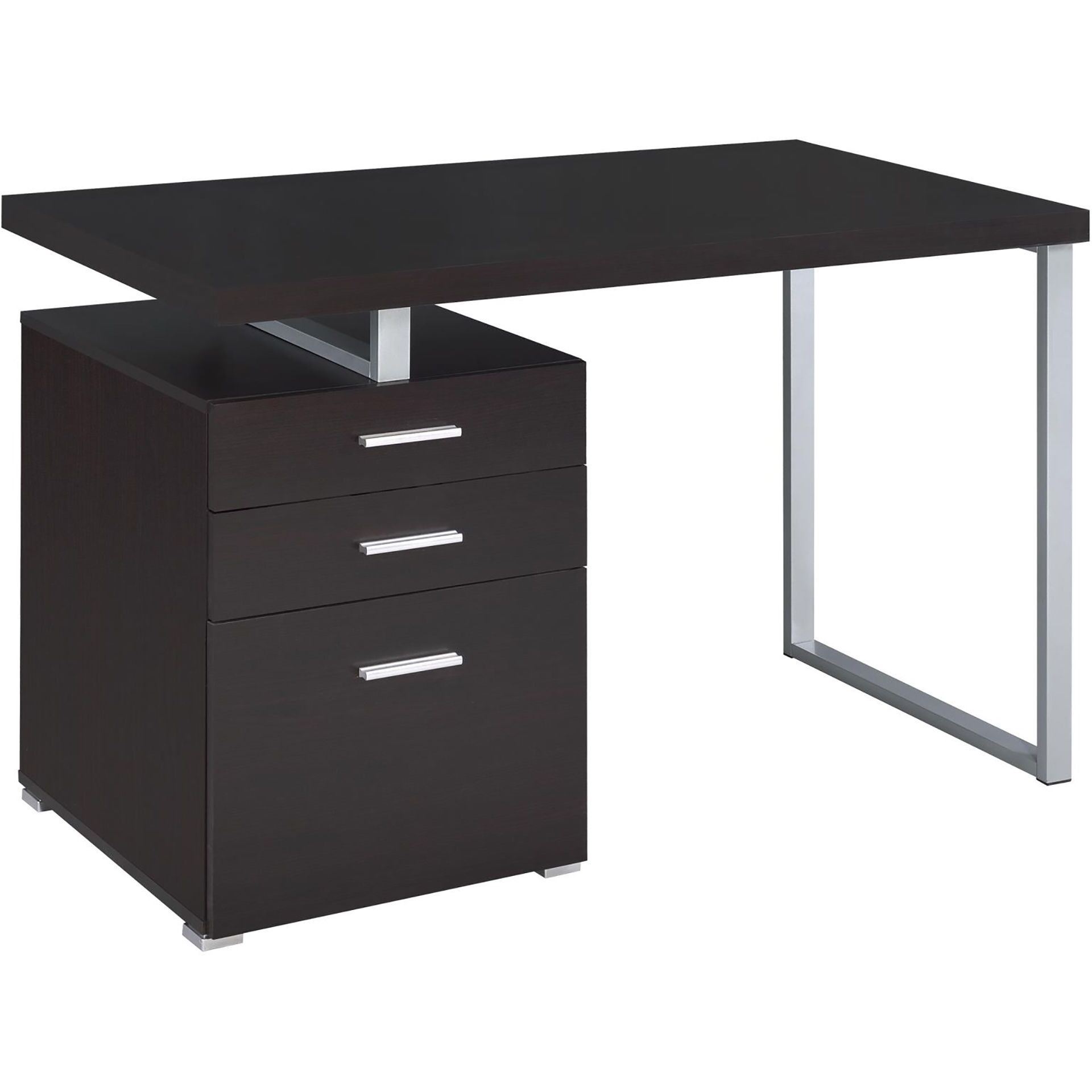 Cappuccino 3-drawer Reversible Office Desk