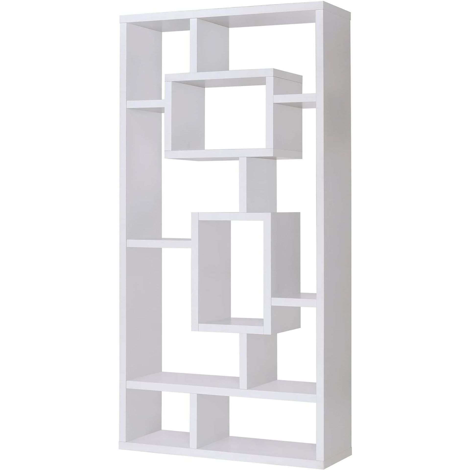 White 10-Shelf Open Back Bookcase