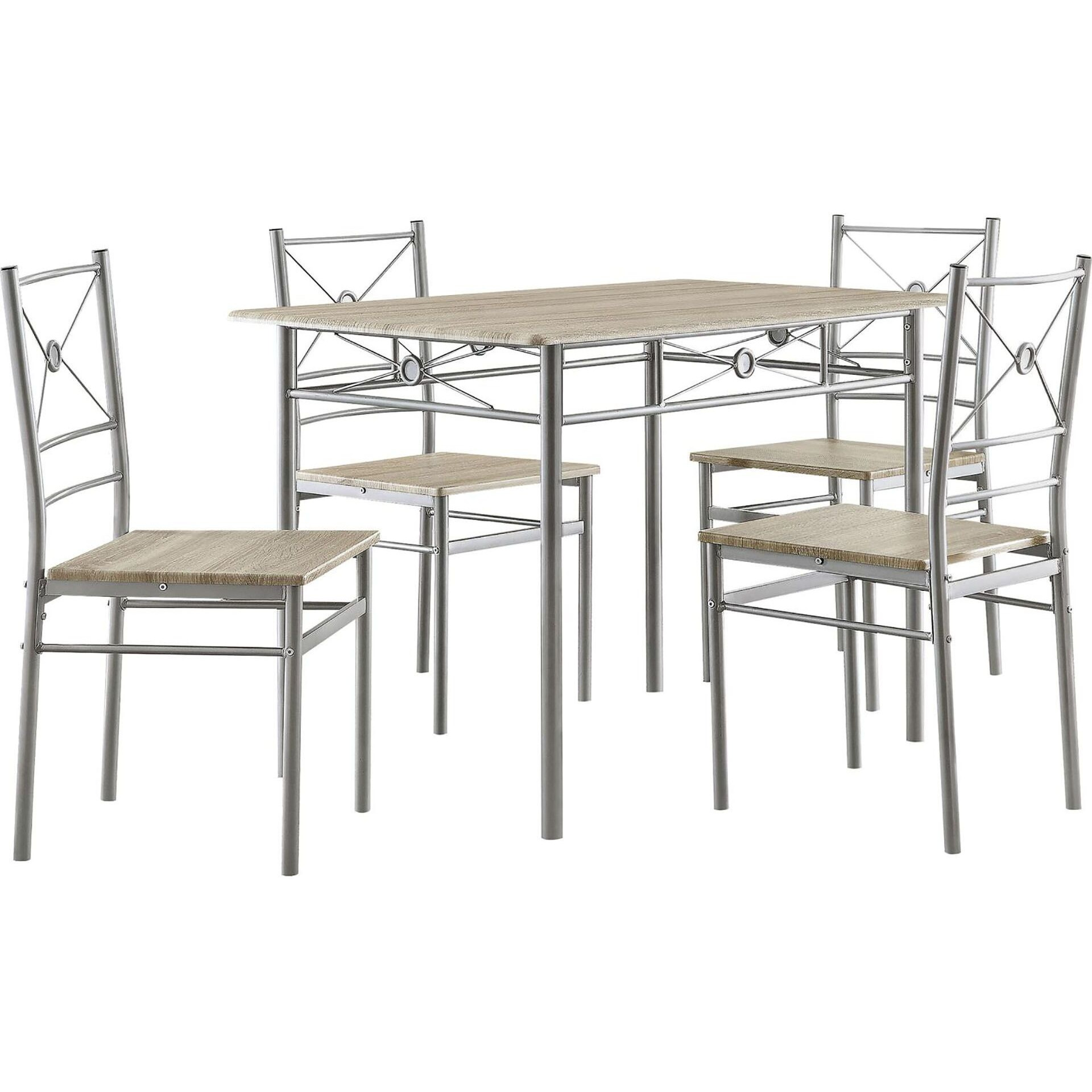 Taupe and Silver 5-Piece Rectangle Dining Set