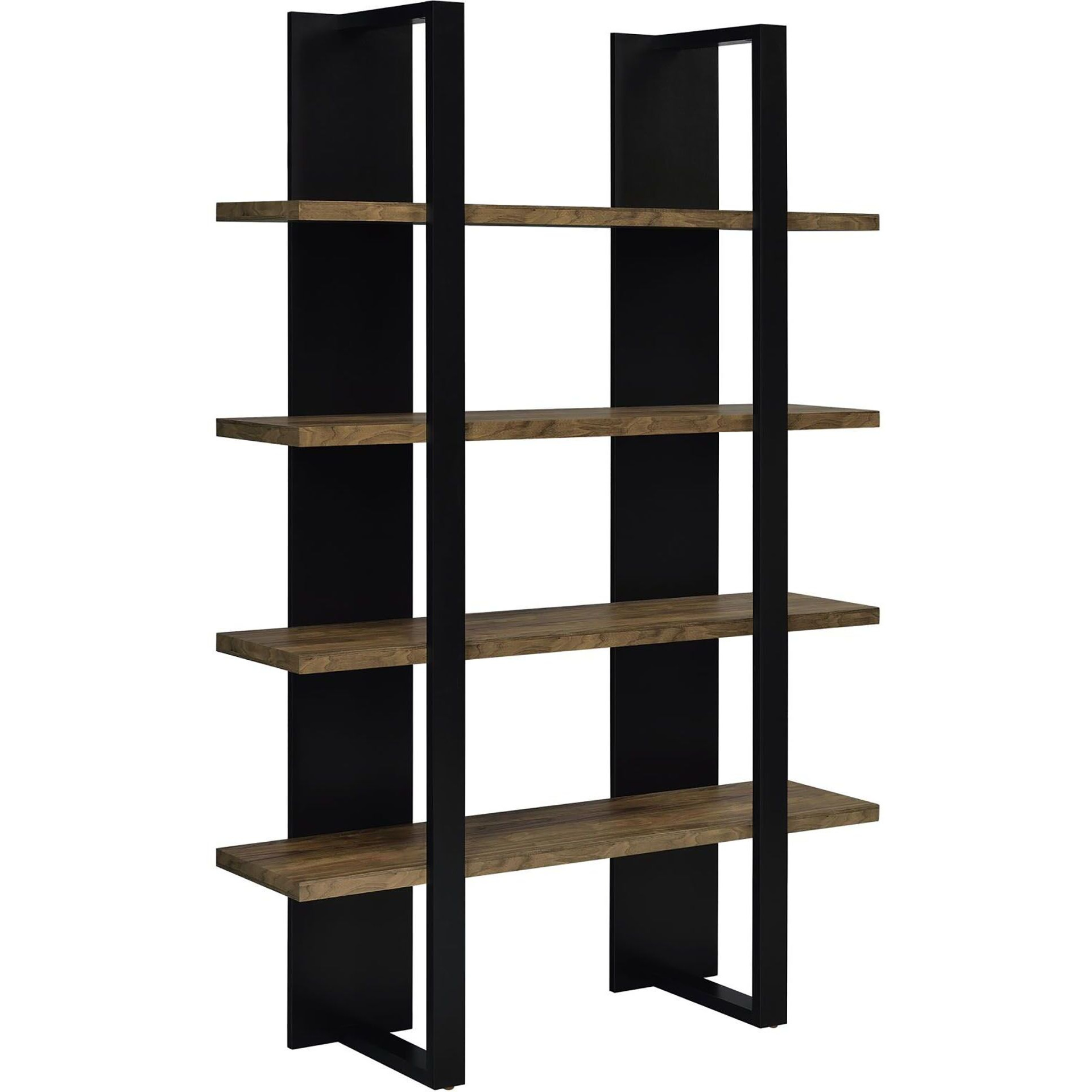 Mystrene Black and Walnut 4-Shelf Bookcase