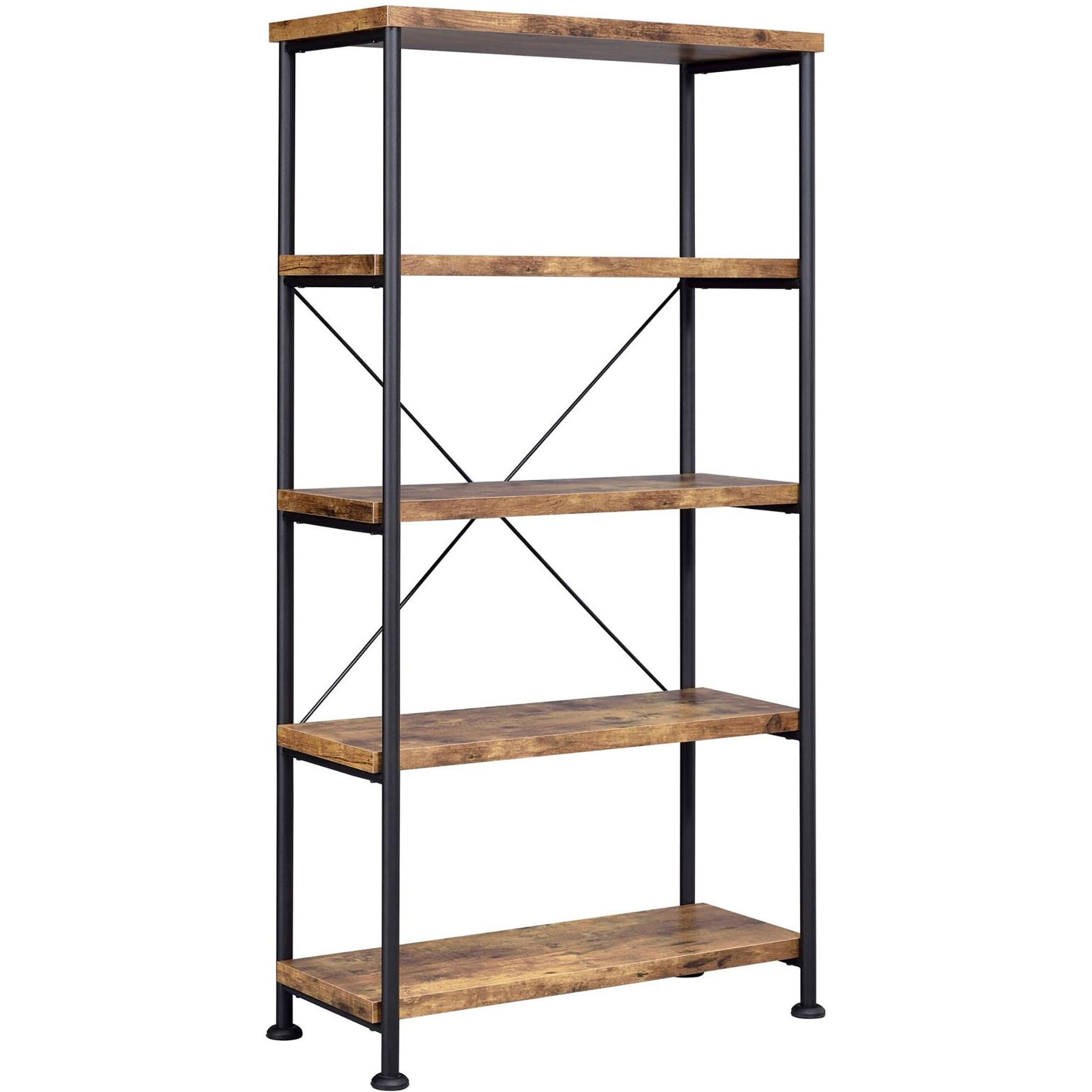 Antique Nutmeg and Black 4-shelf Bookcase