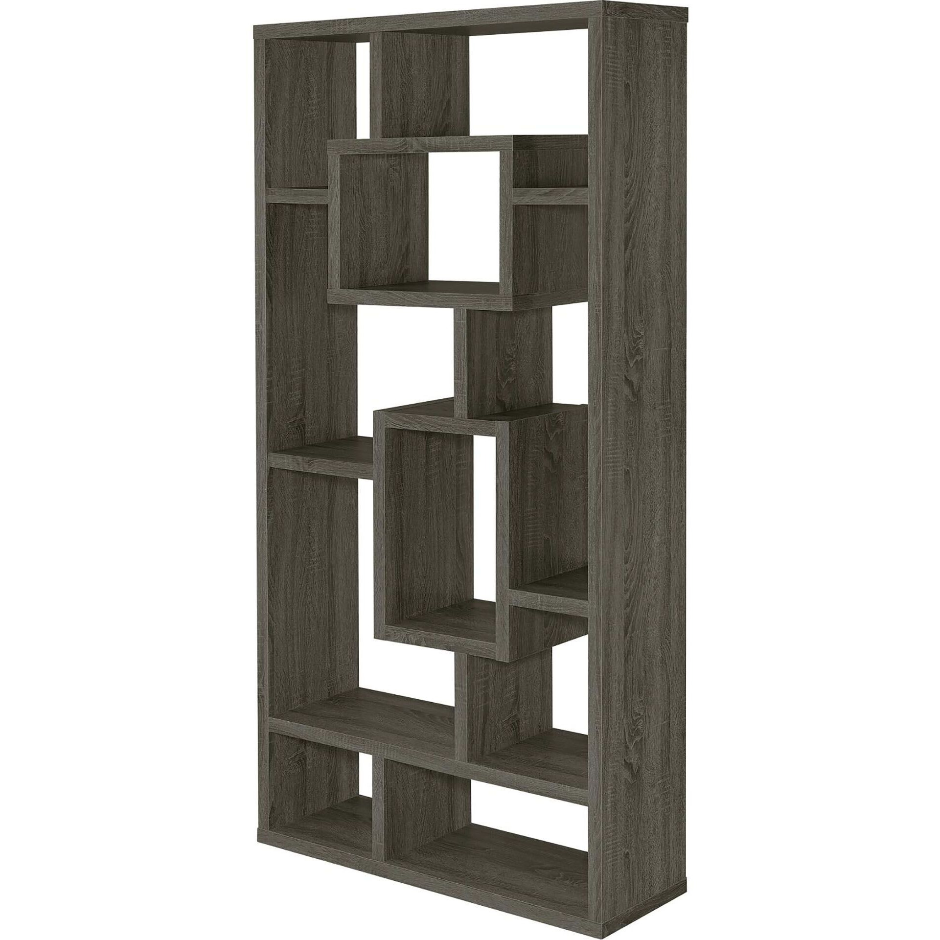 Weathered Grey 10-Shelf Open Back Bookcase