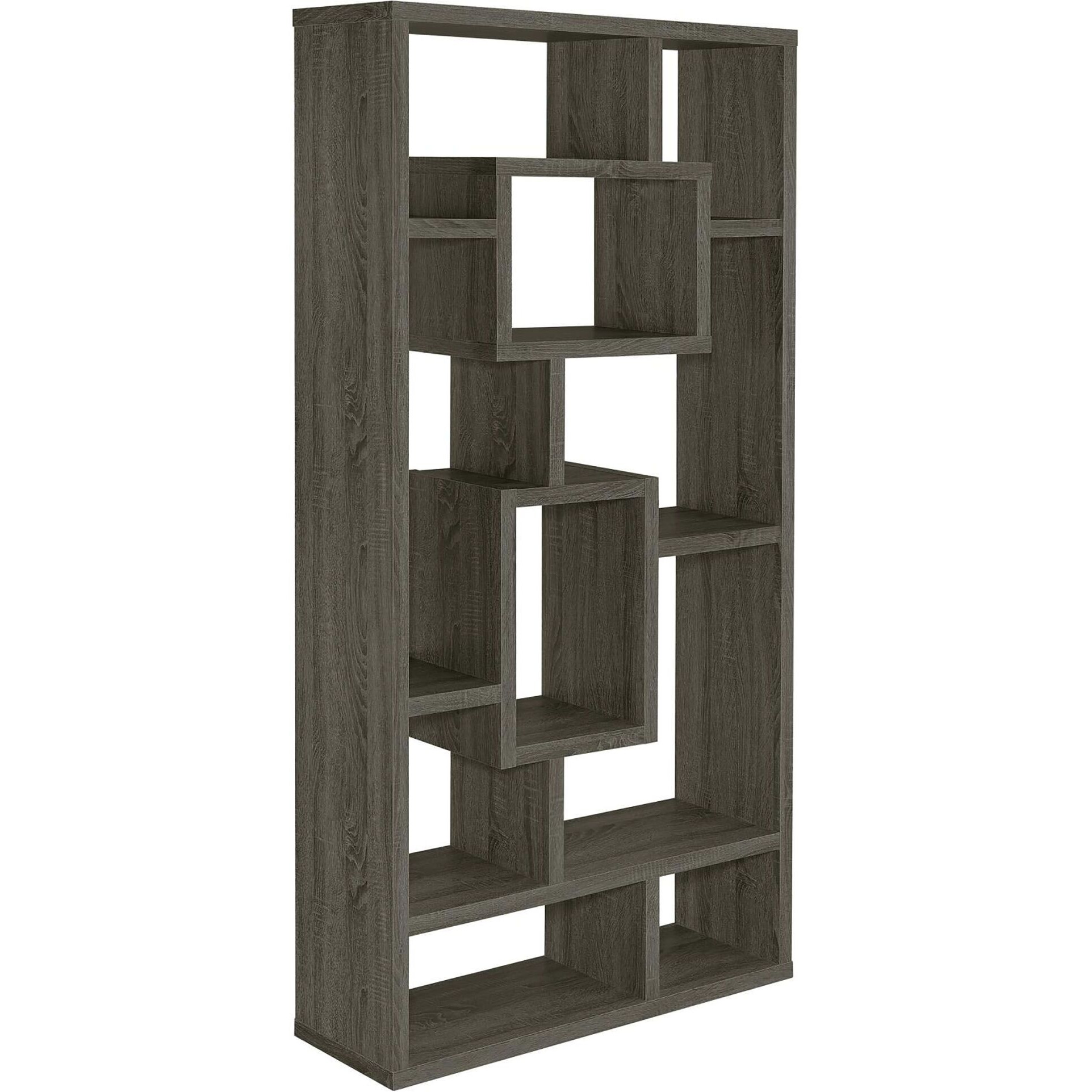 Weathered Grey 10-Shelf Open Back Bookcase