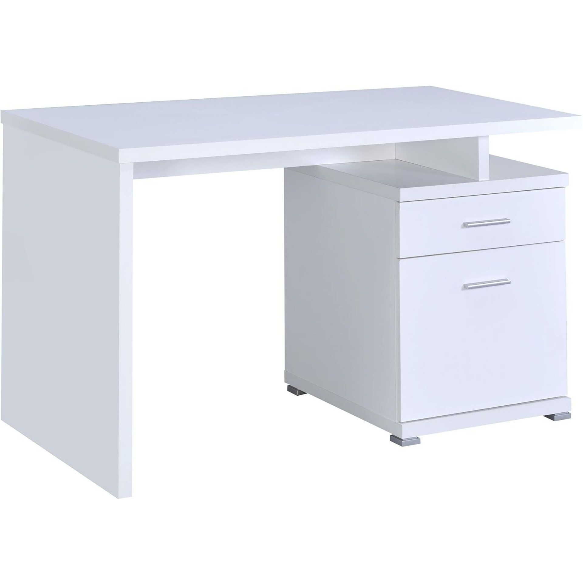 White 2-Drawer Reversible Office Desk