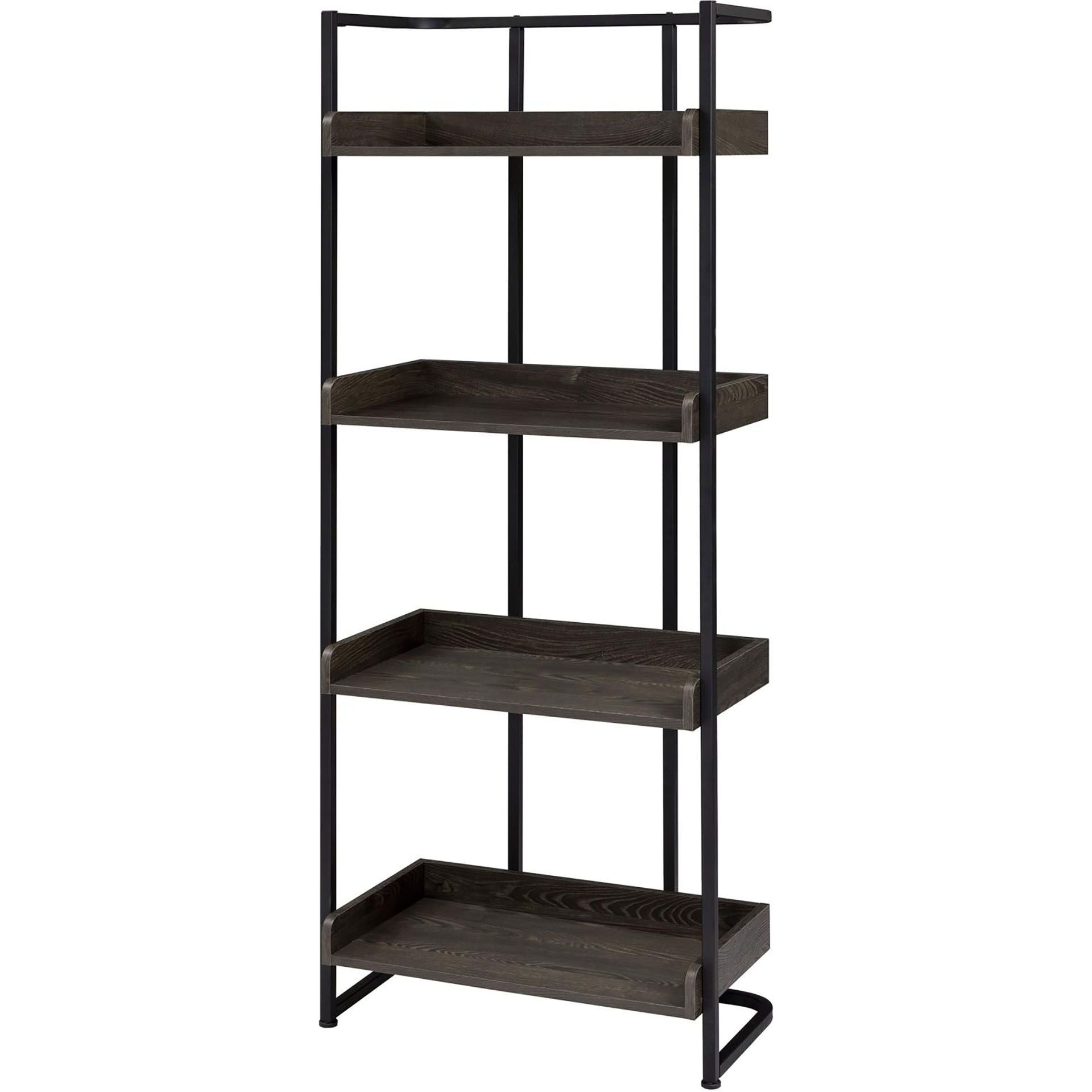 Dark Oak and Sandy Black 4-Shelf Open Back Bookcase