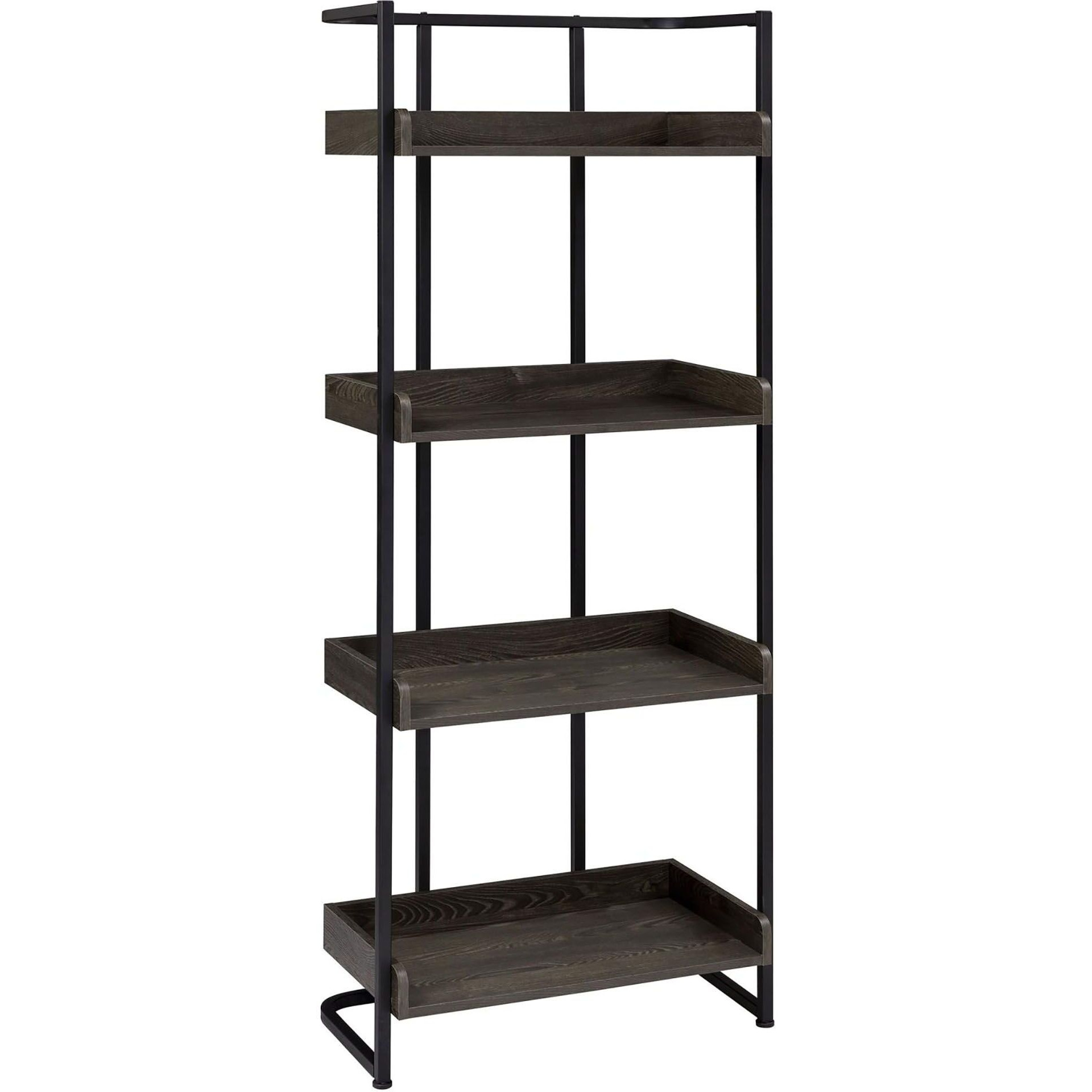 Dark Oak and Sandy Black 4-Shelf Open Back Bookcase