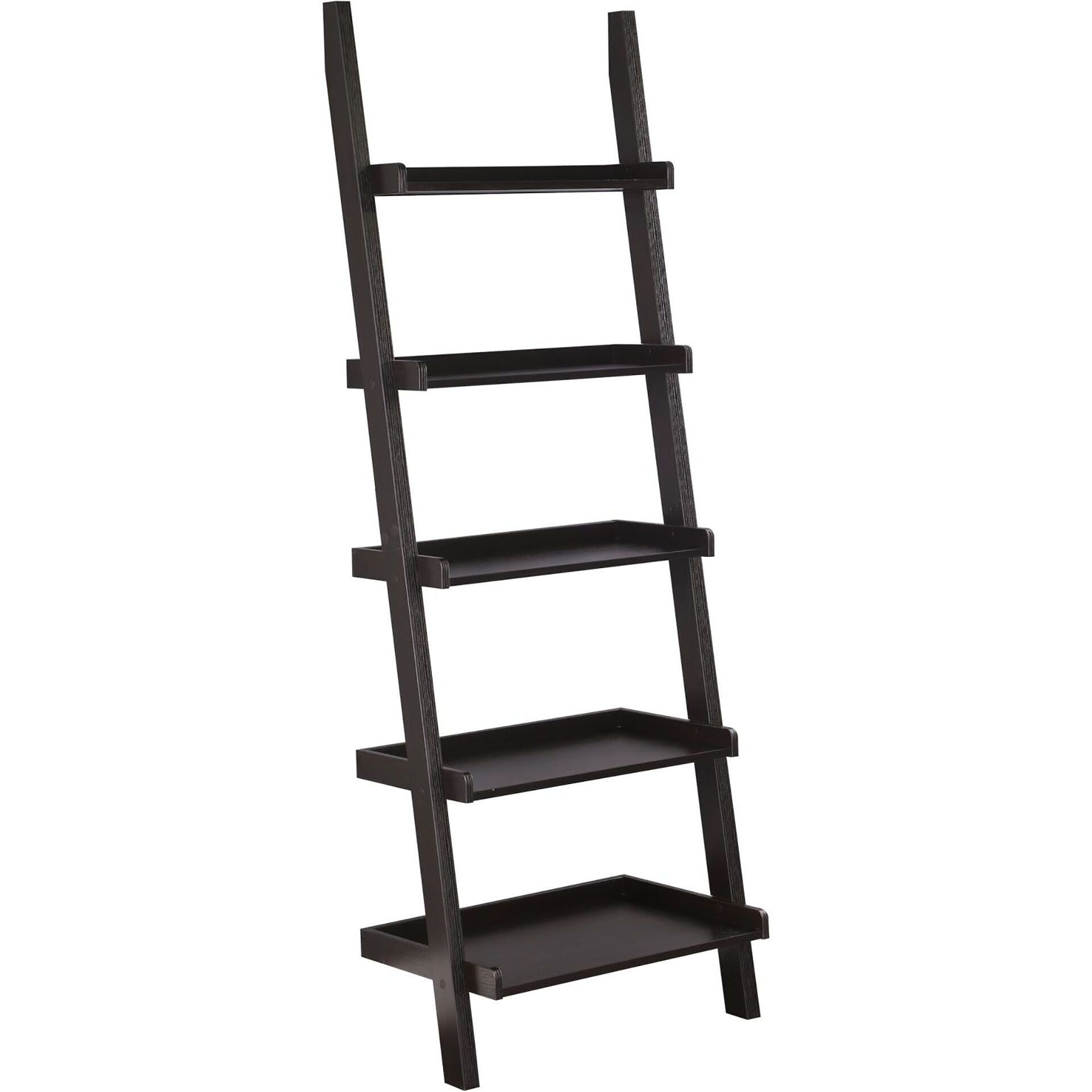 Cappuccino Ladder 5-Shelf Bookcase