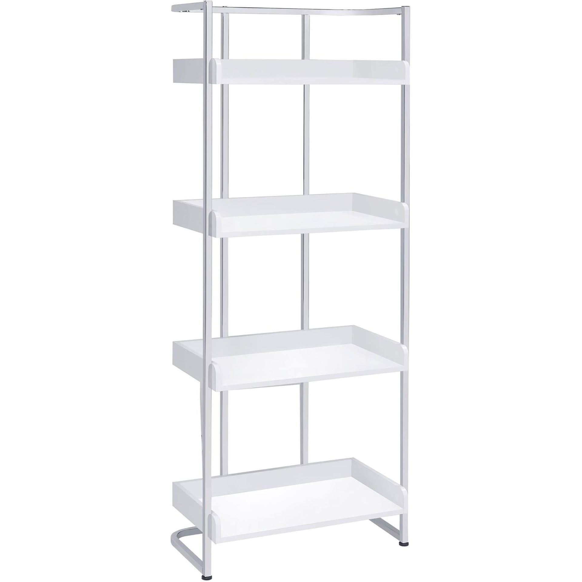 Glossy White 4-Shelf Open Back Bookcase