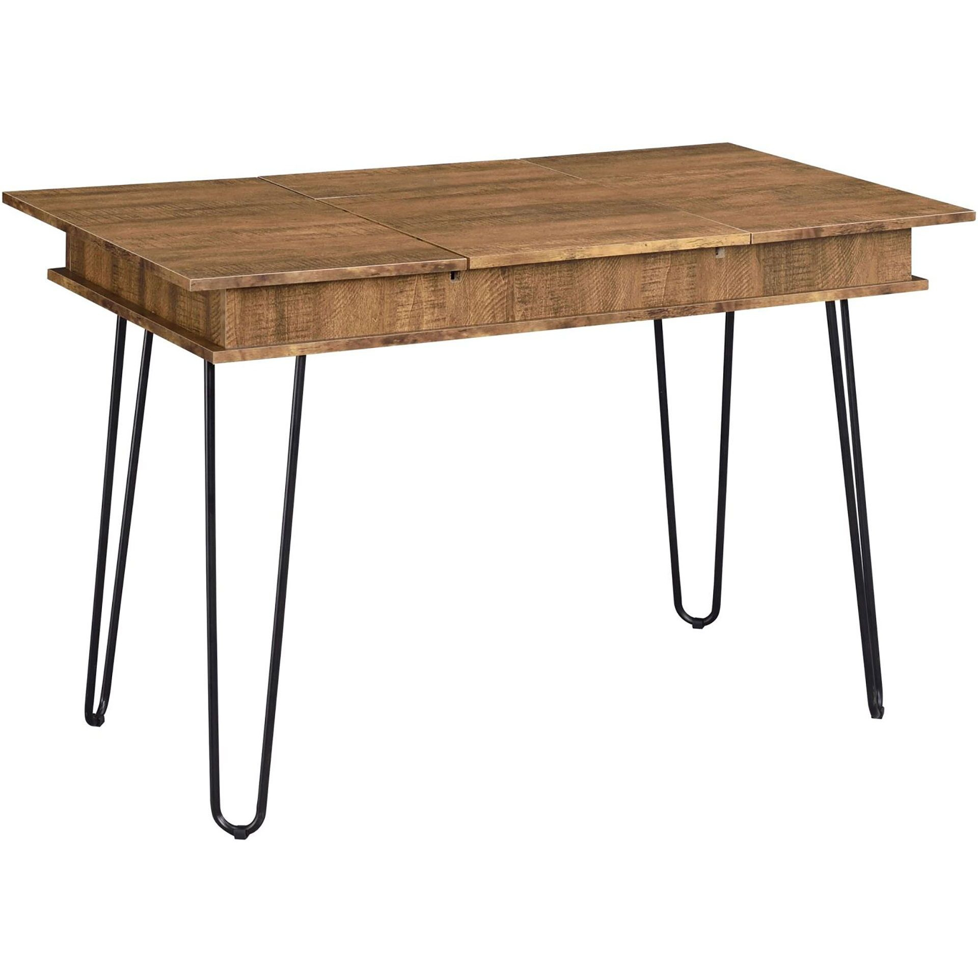 Rustic Amber Writing Desk with 4 Hidden Storages