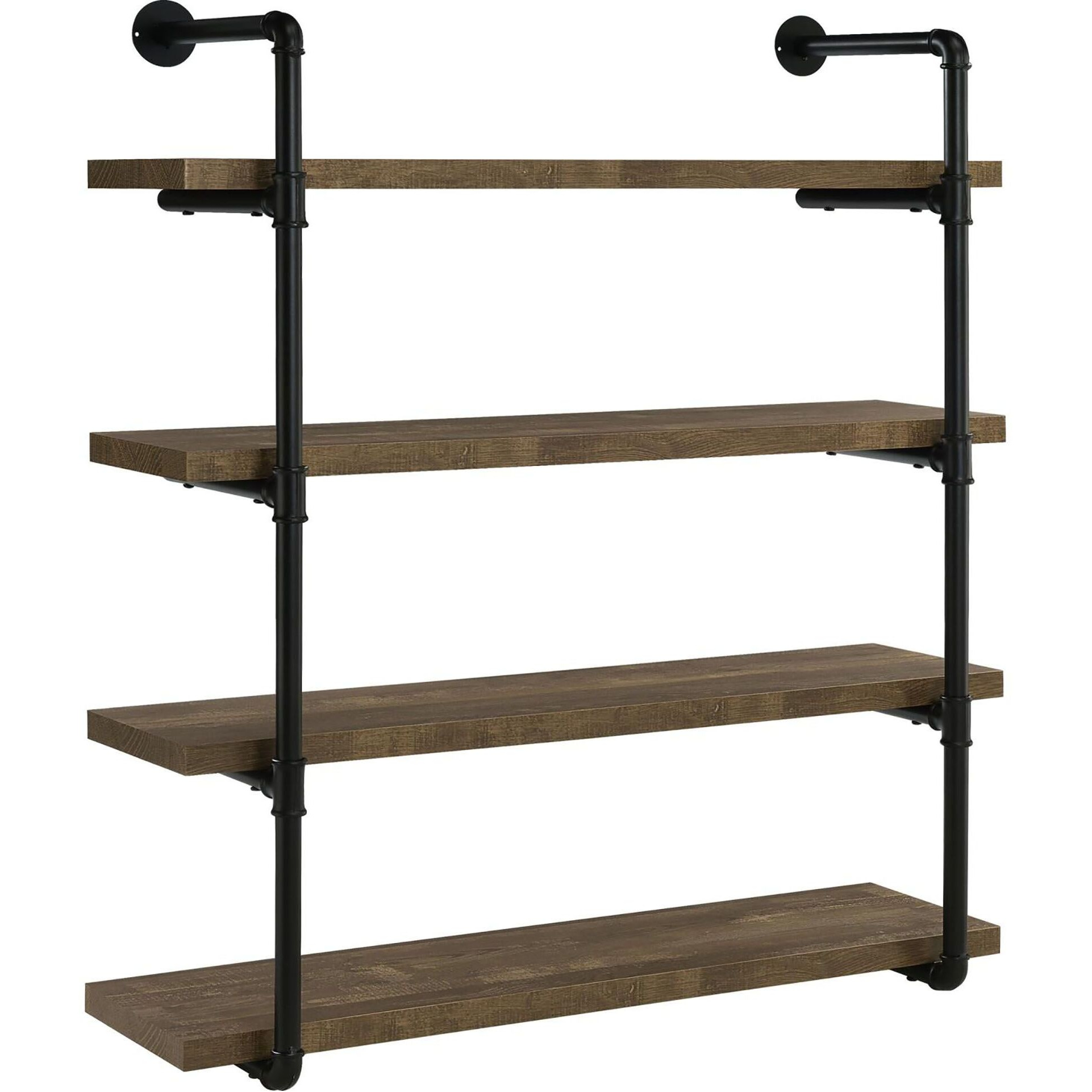 Black and Rustic Oak 40-inch Wall Shelf