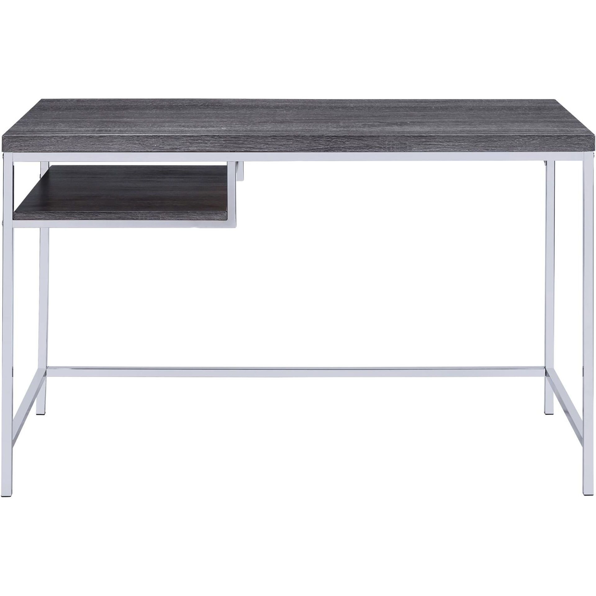 Weathered Grey and Chrome Rectangular Writing Desk