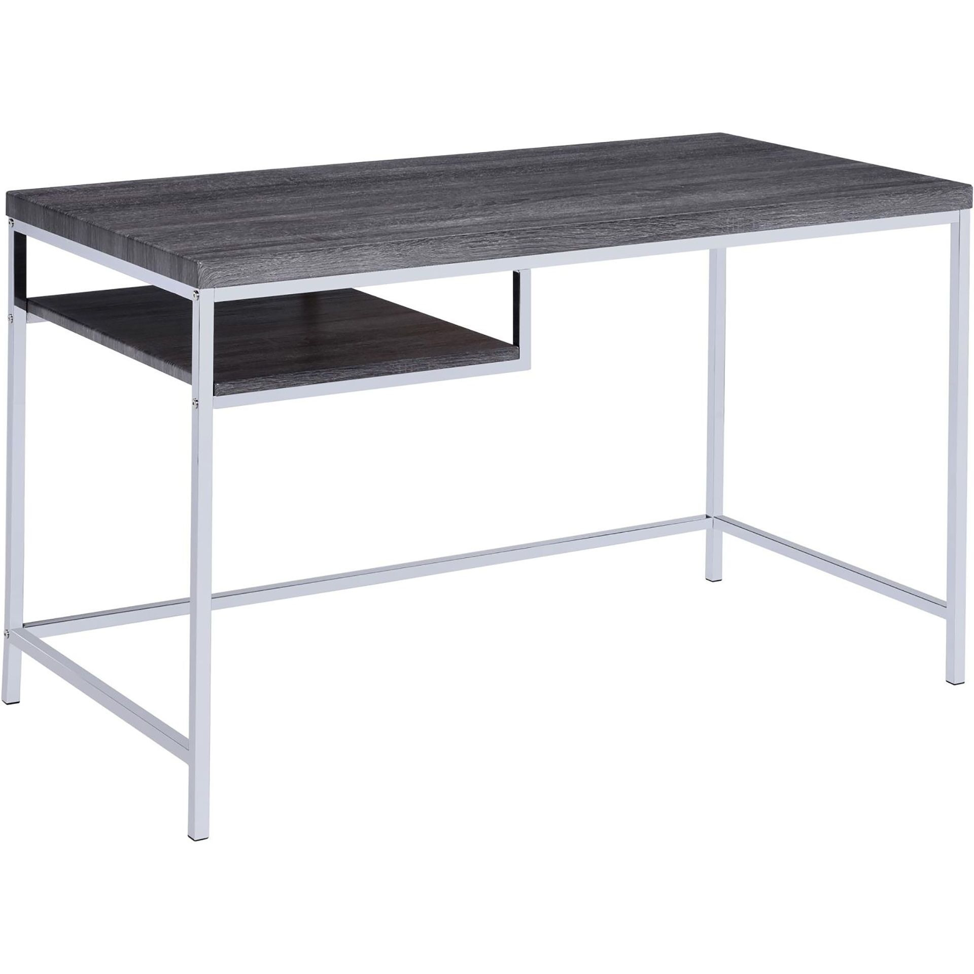 Weathered Grey and Chrome Rectangular Writing Desk