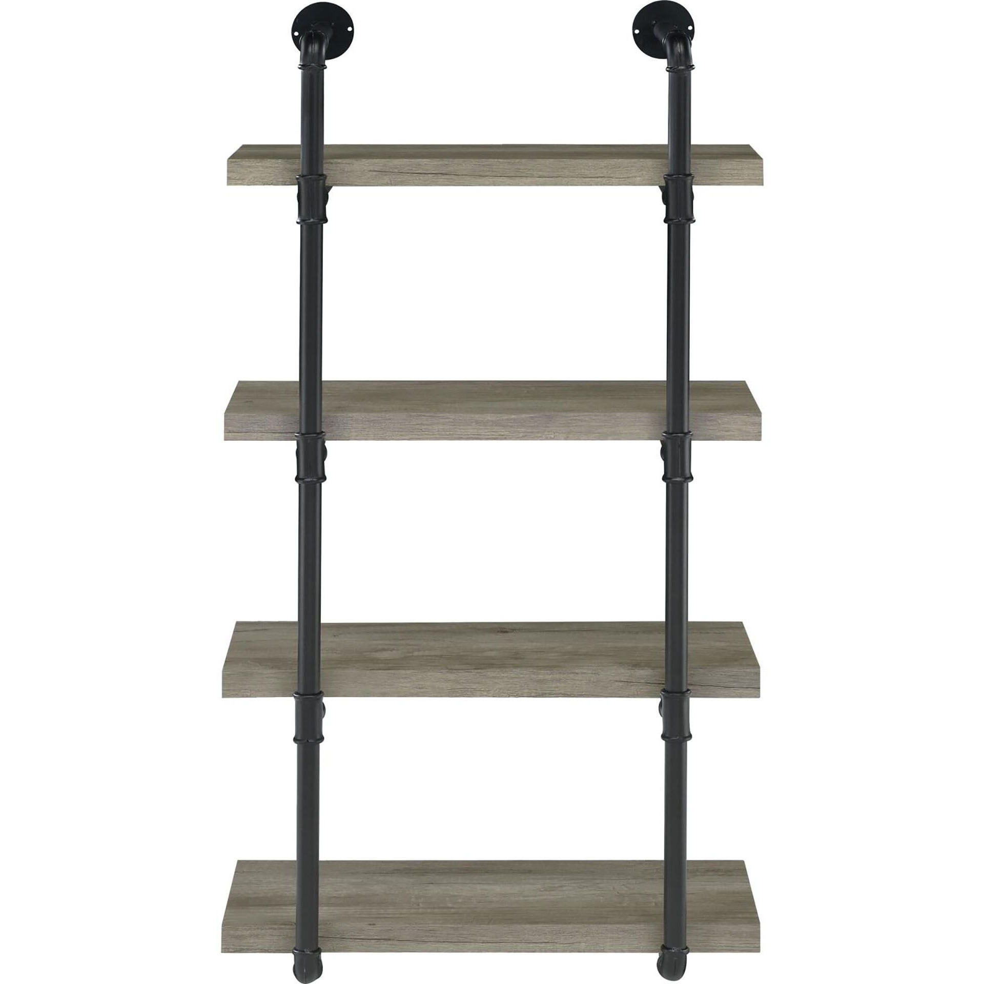 Black and Grey Driftwood Metal 24-inch Wall Shelf