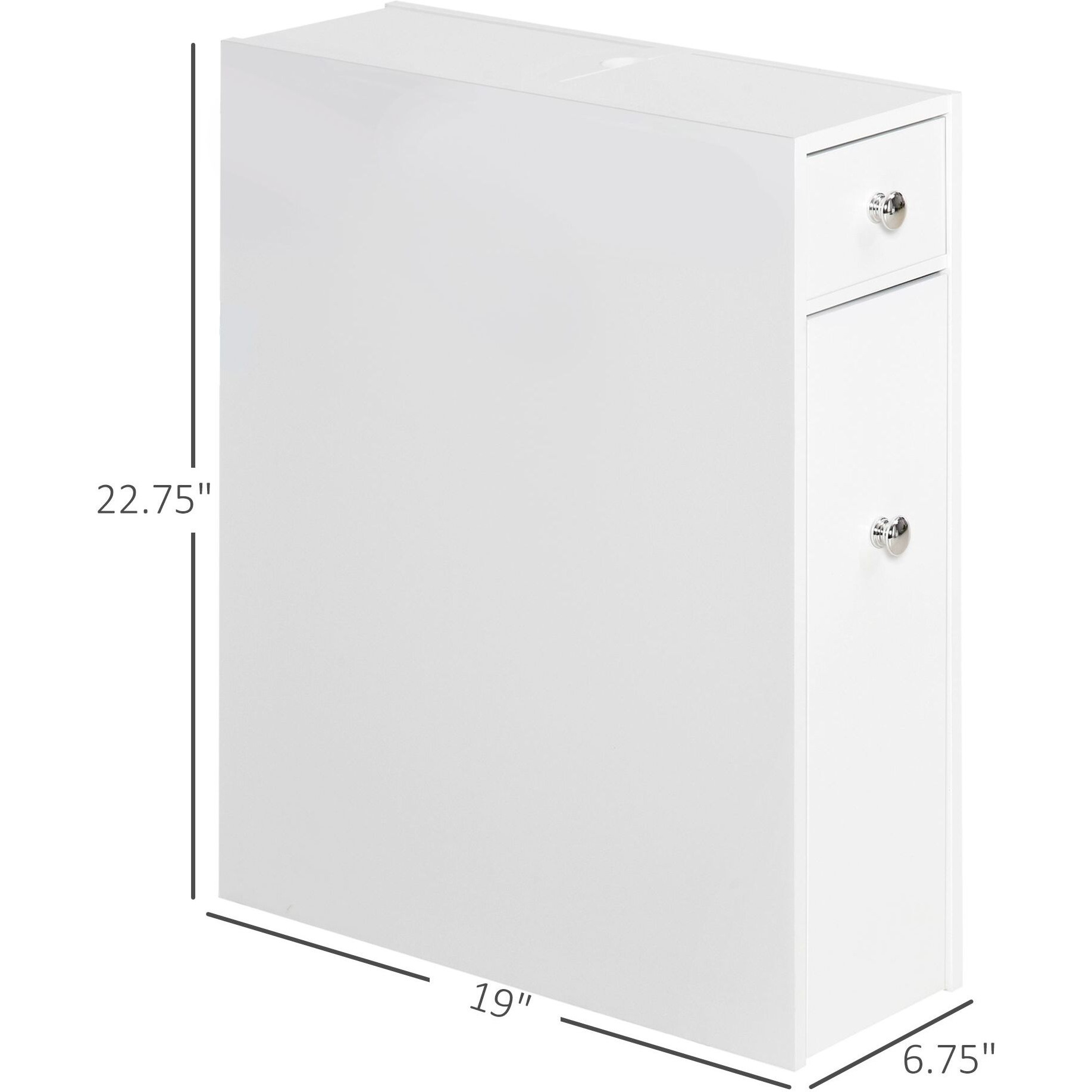 HOMCOM Wooden Narrow Modern Bathroom Furniture Cabinet, White