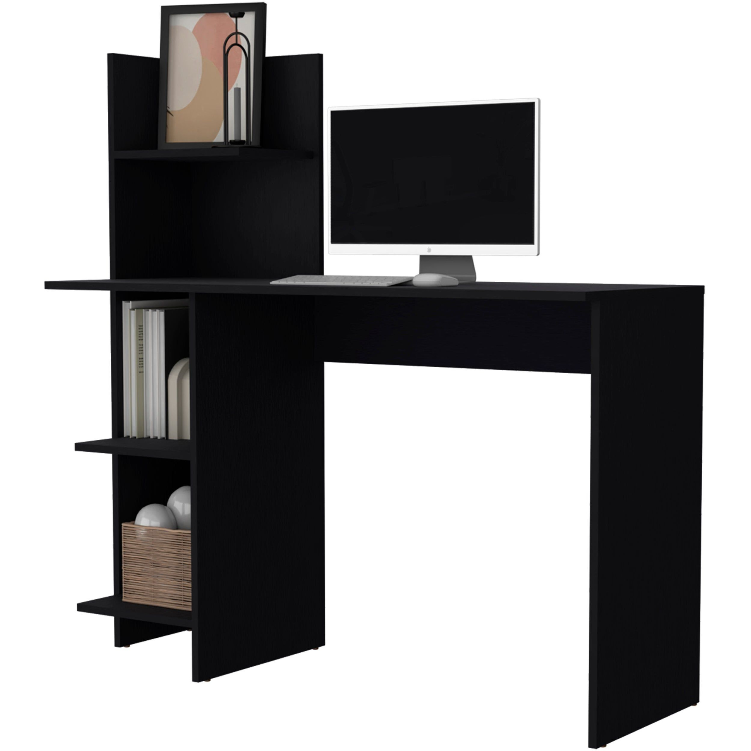 Black Four Shelves Writing Desk