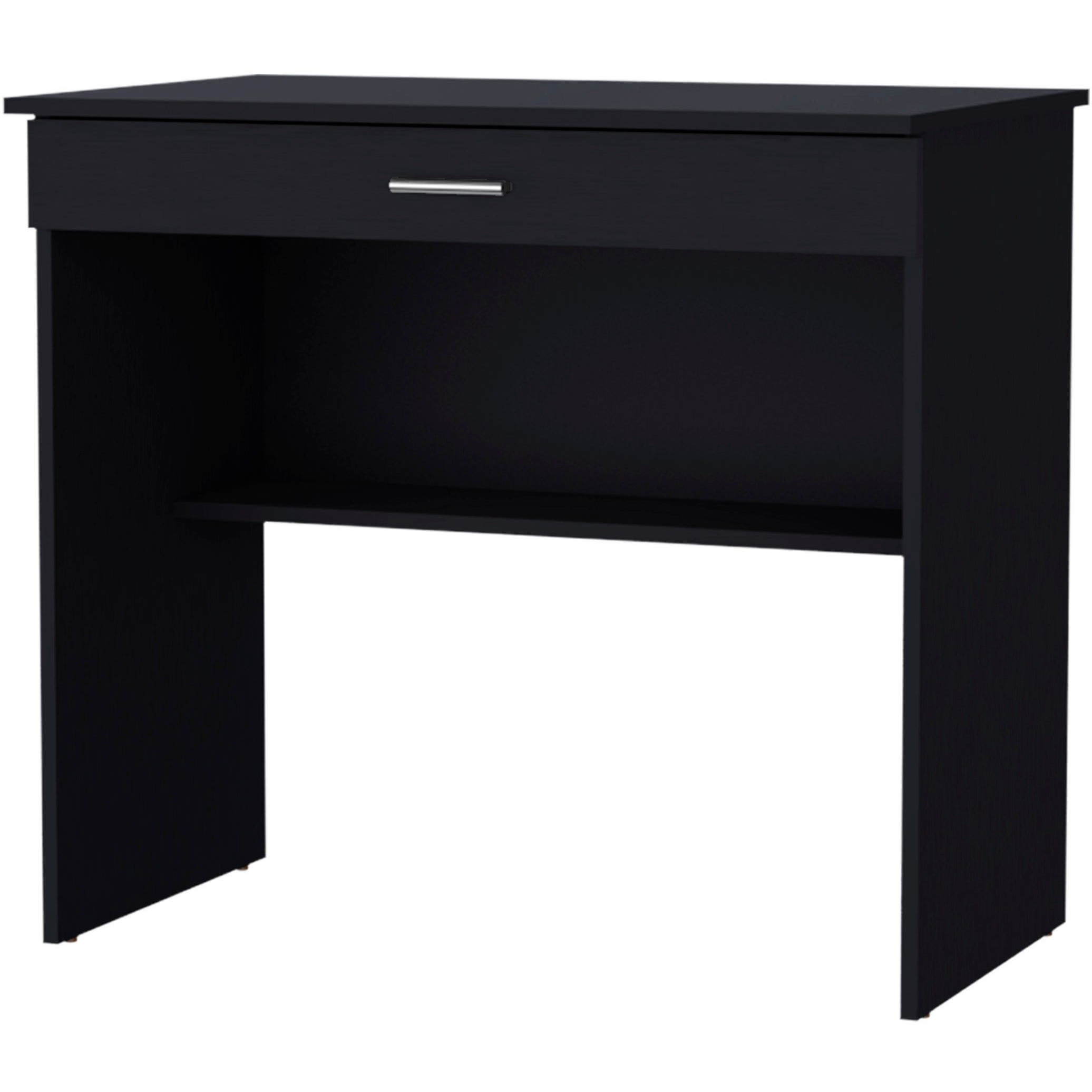 Black Storage Desk with Drawer and Shelf