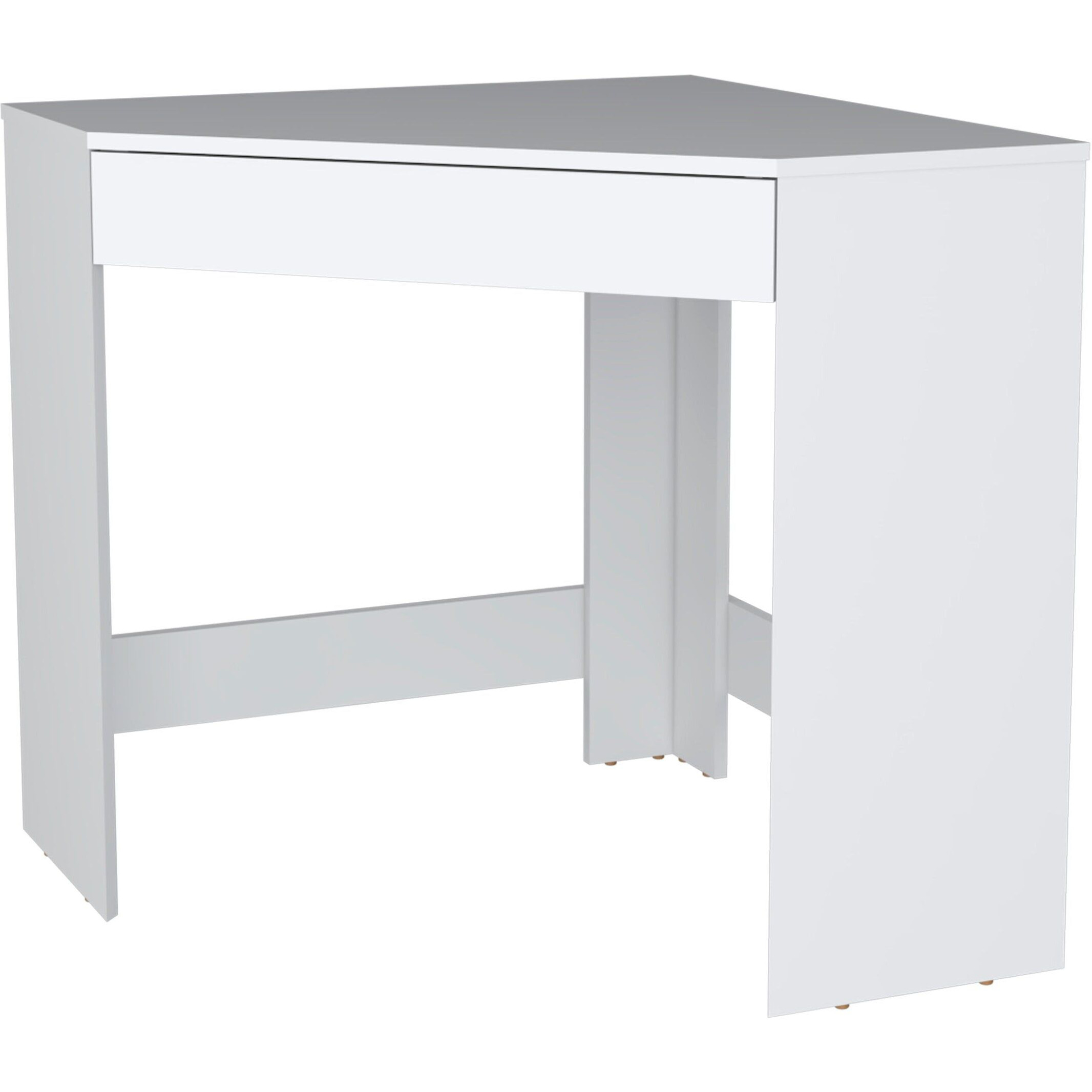 White Spacious Drawer Corner Desk