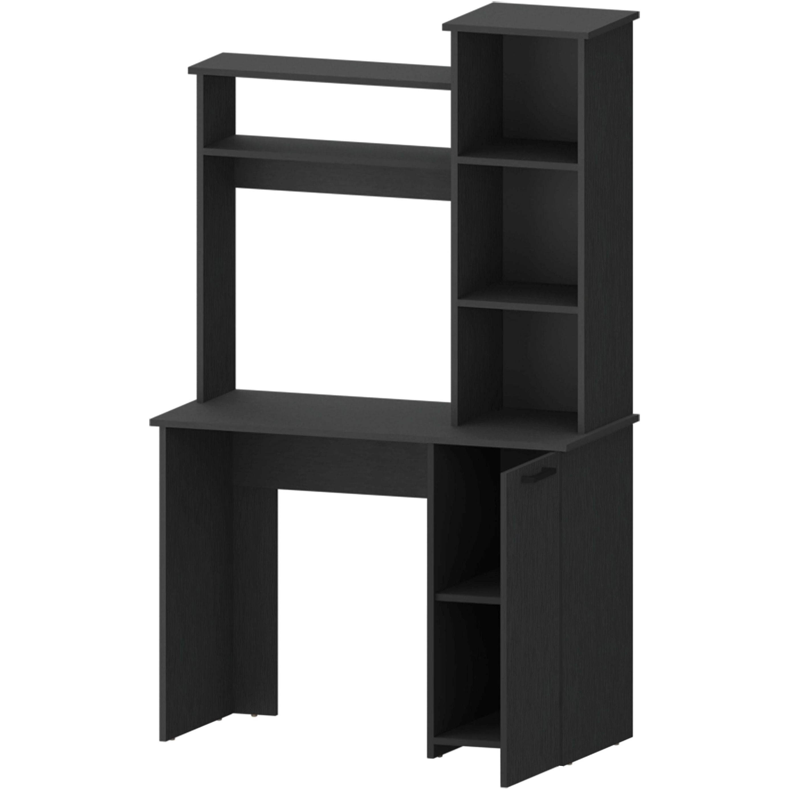 Black 3-Tier Storage Shelves Computer Desk