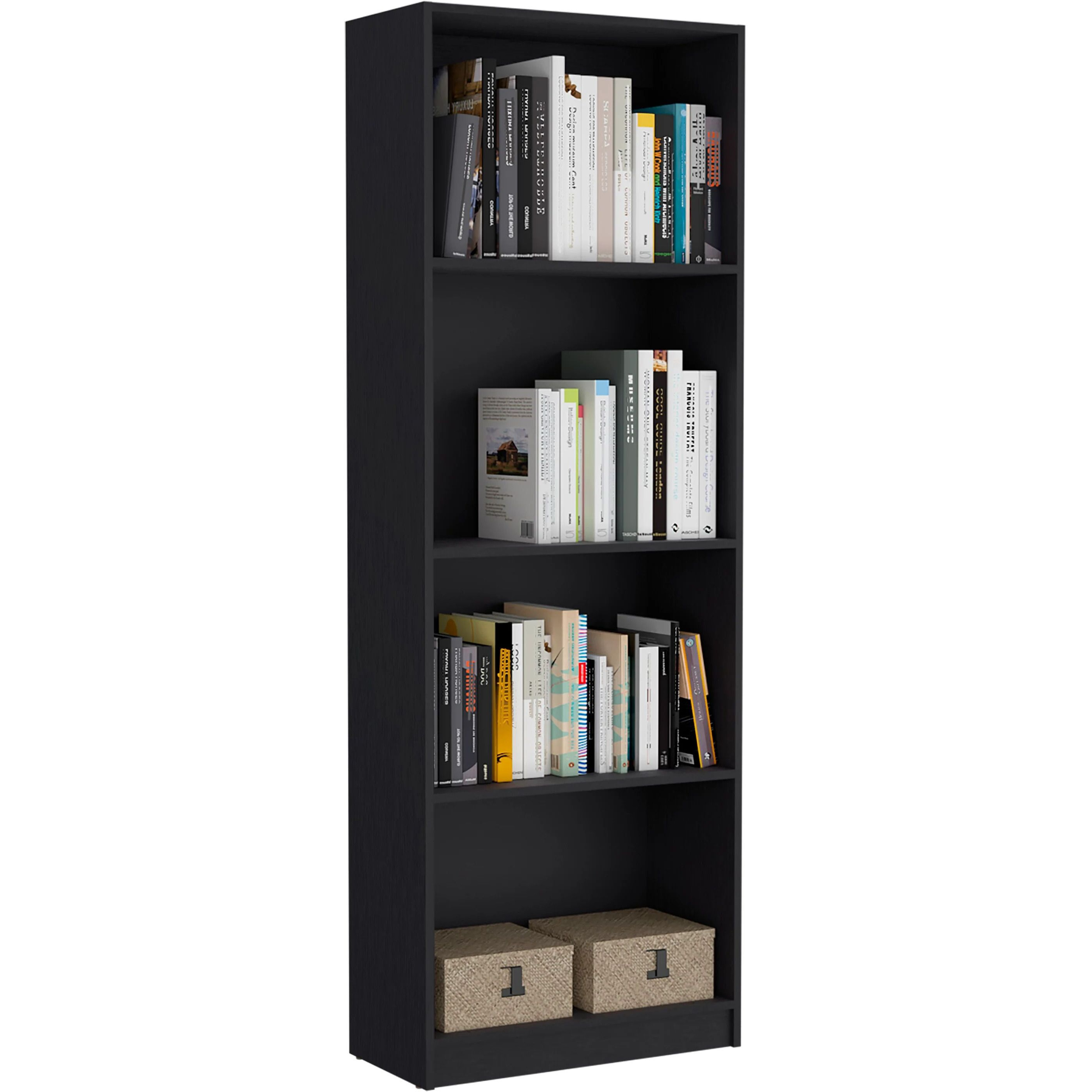 Black Tier Storage Shelves Bookcase