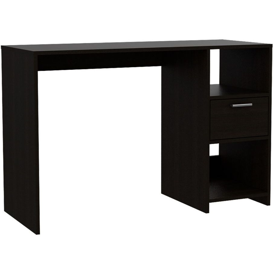 Black 2-Shelf 1-Drawer Writing Desk