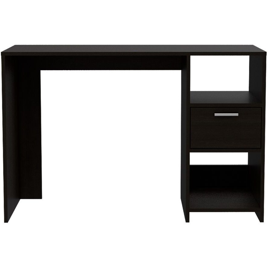 Black 2-Shelf 1-Drawer Writing Desk