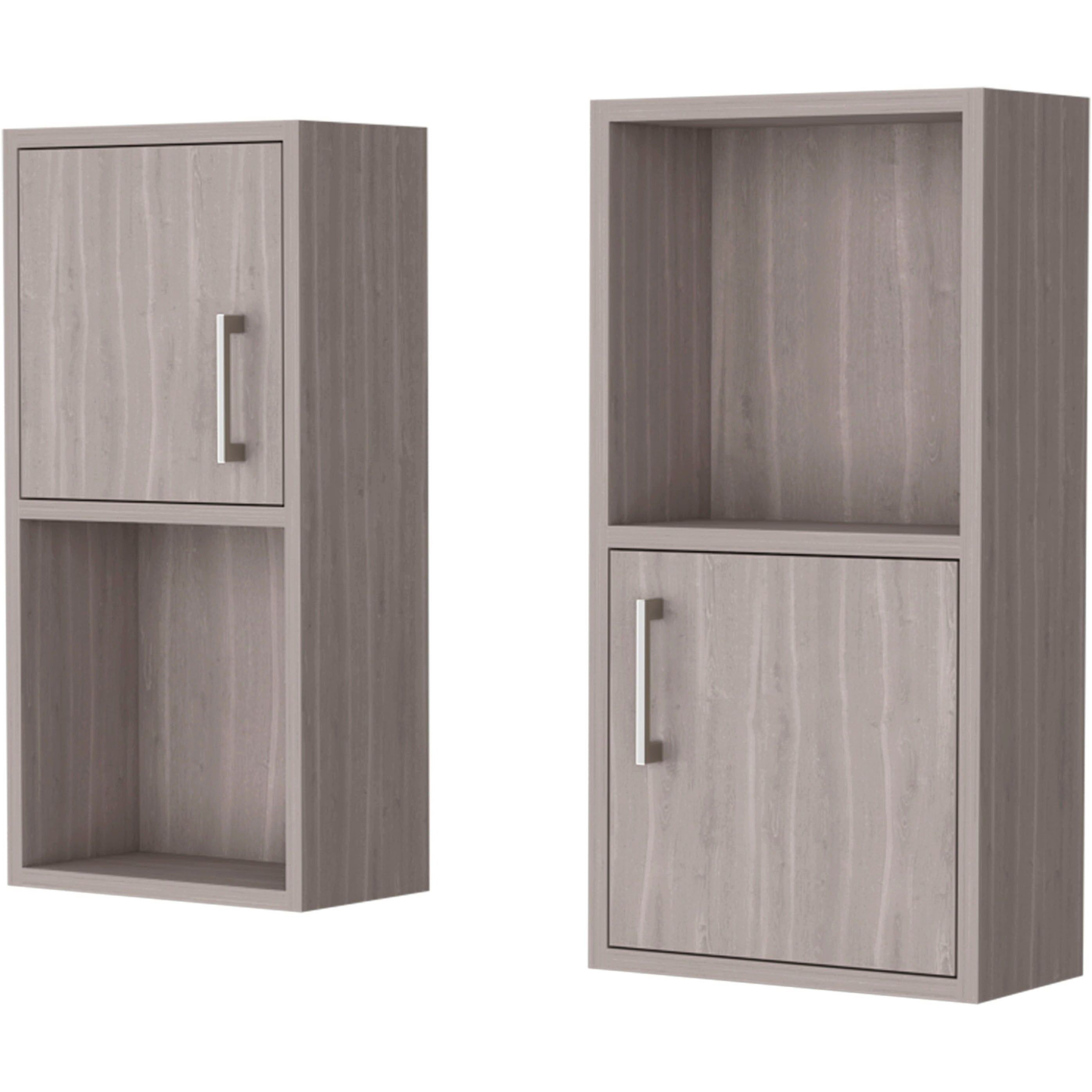 White Oak 2 Bathroom Medicine Cabinets with Open Shelf