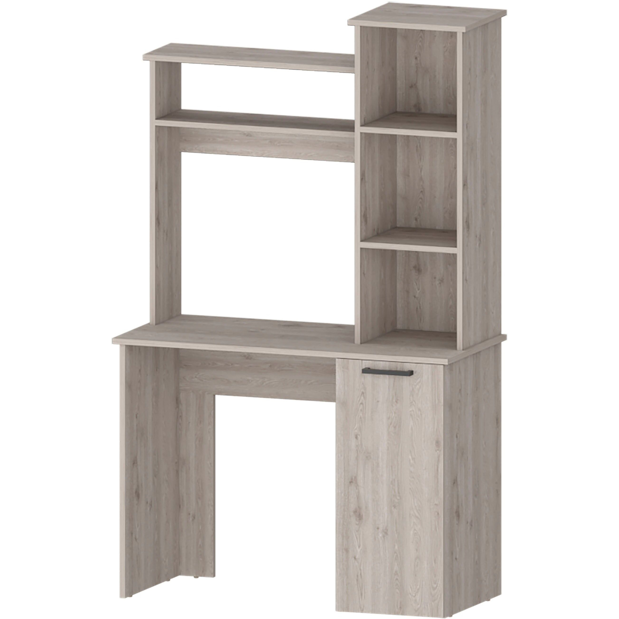 Light Gray 3-Tier Storage Shelves Computer Desk