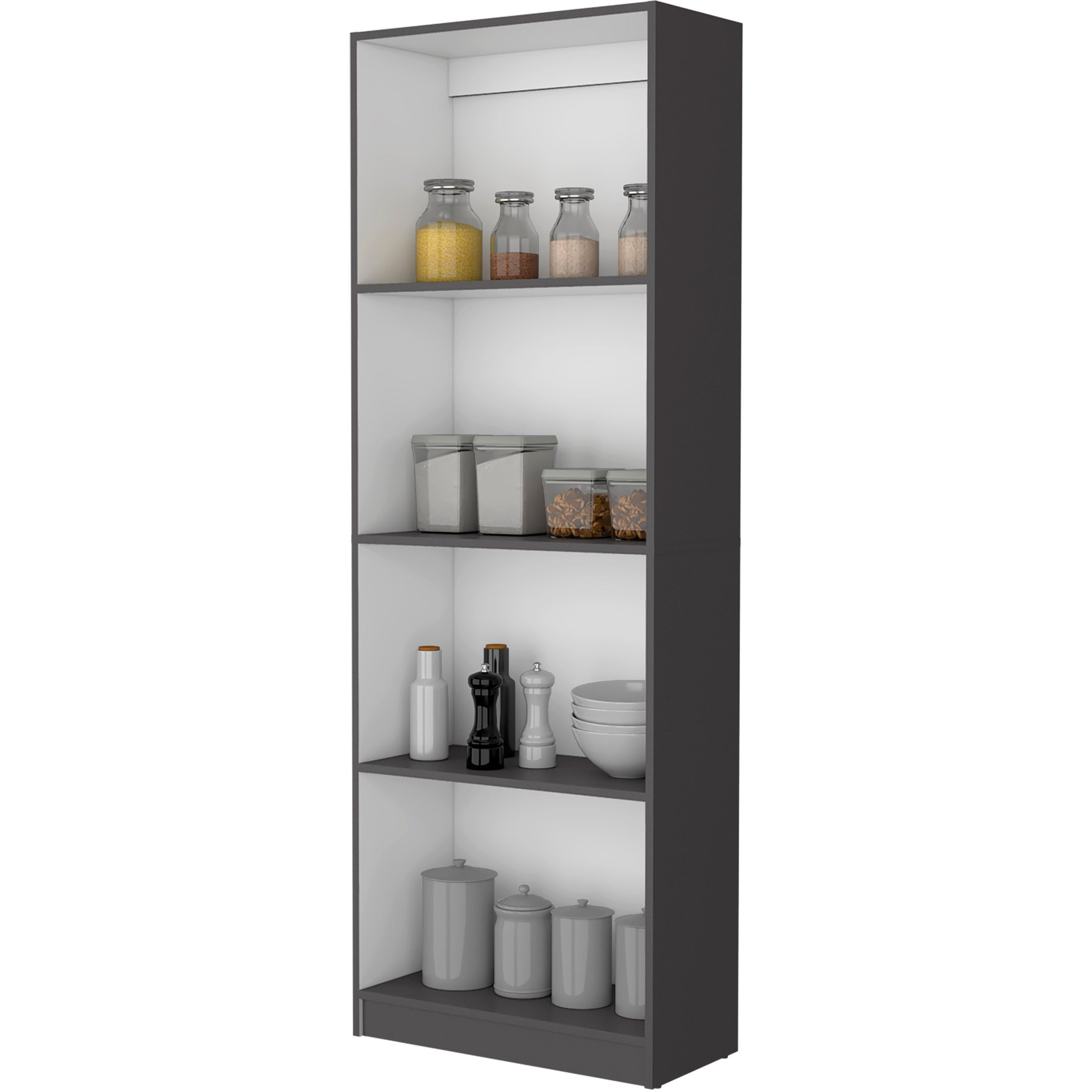 Zachary Matt Gray and White Tier Storage Shelves Bookcase