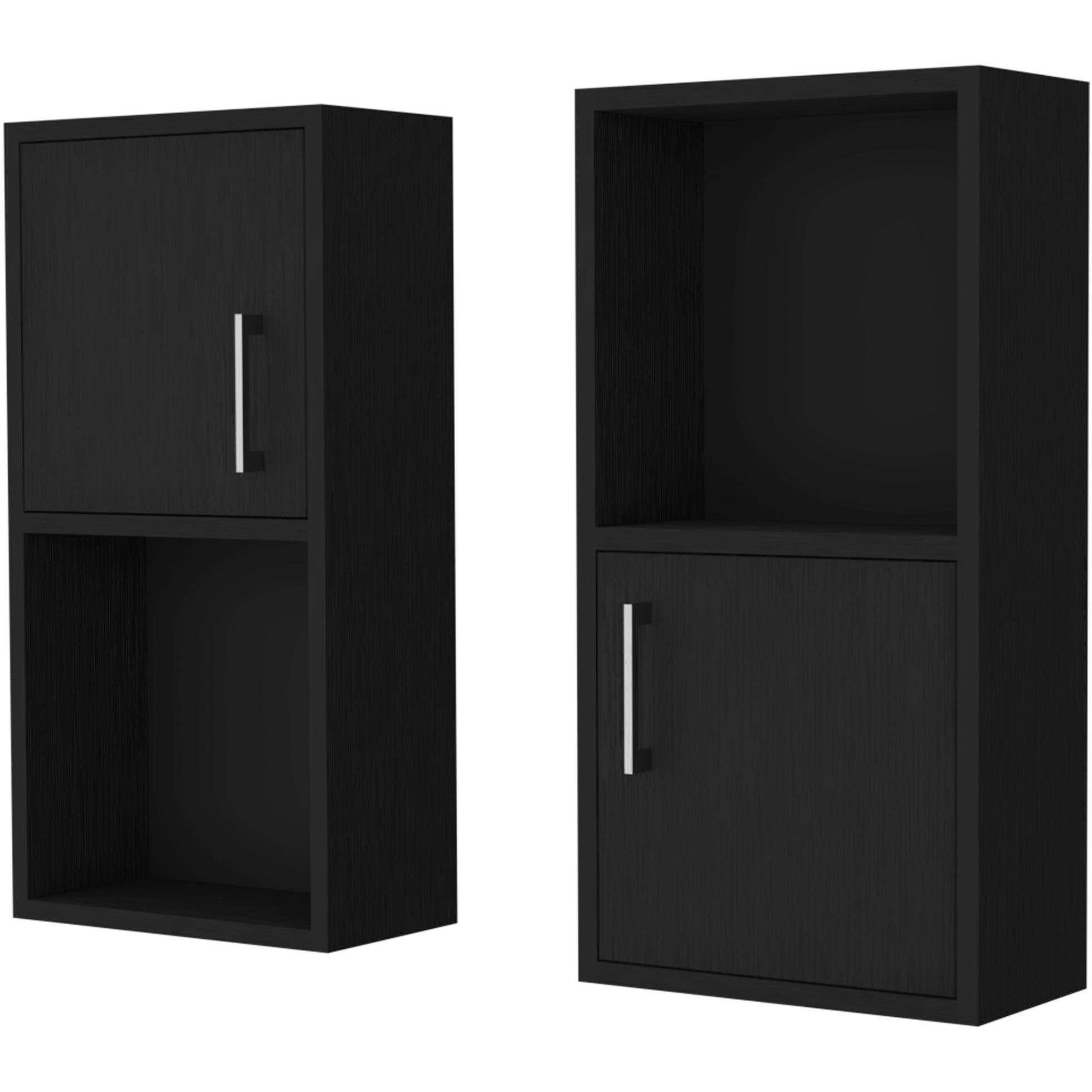 Black 2 Bathroom Medicine Cabinets with Open Shelf