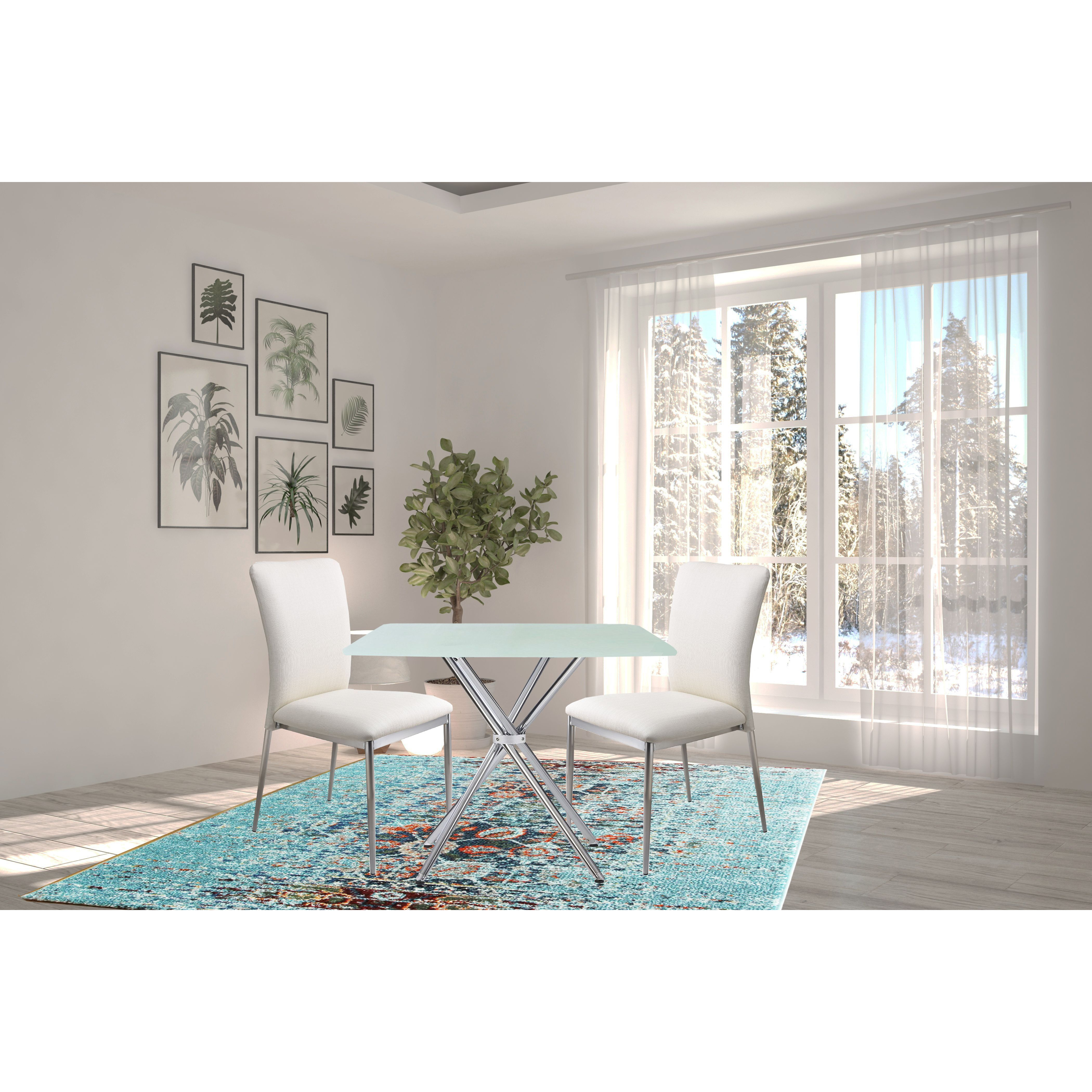 3 Pieces 36" Inch Contemporary Elegance Squared Dining Set In Soft White