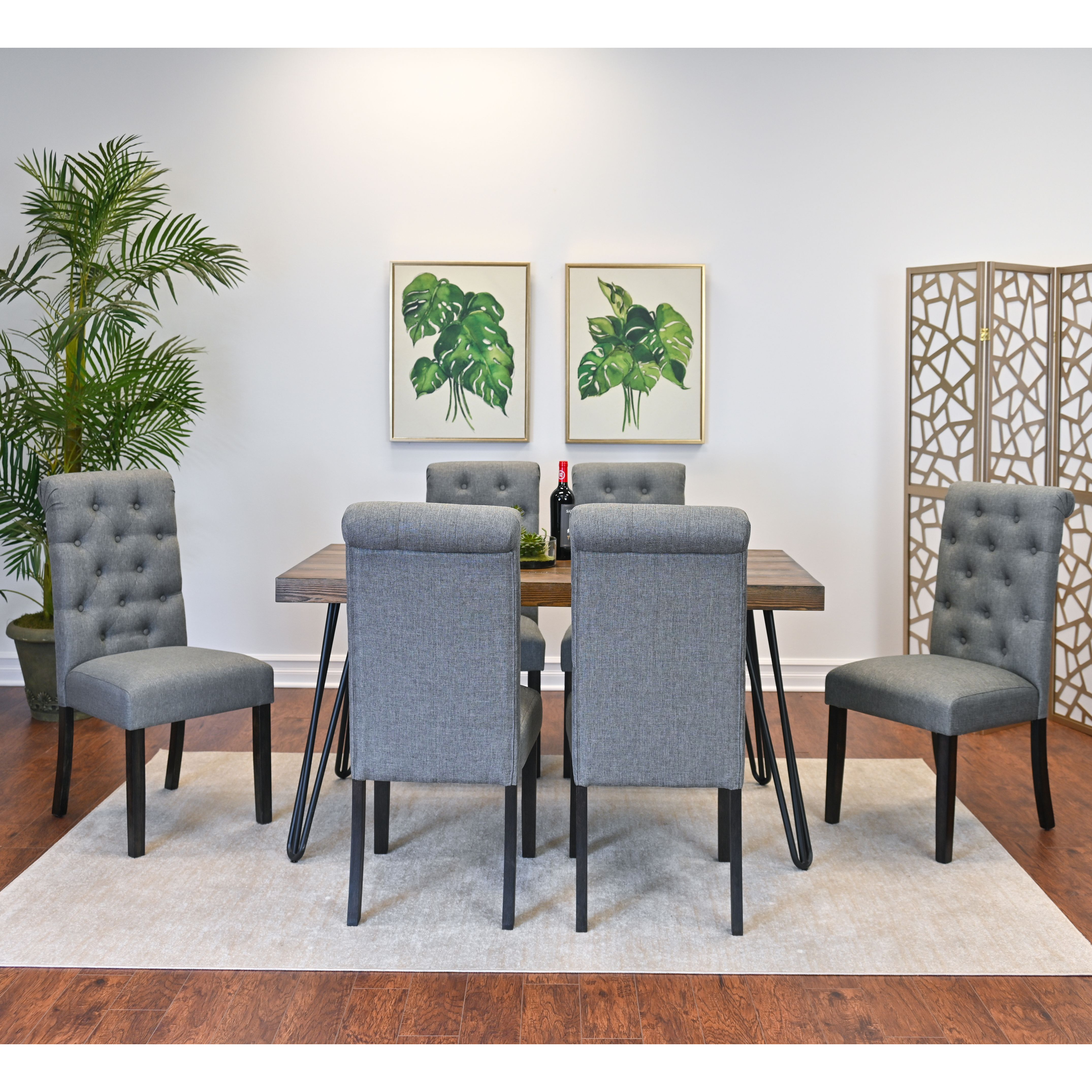 Ashford 7-Piece Dining Set, Hairpin Dining Table with 6 Chairs, 4 Color Options