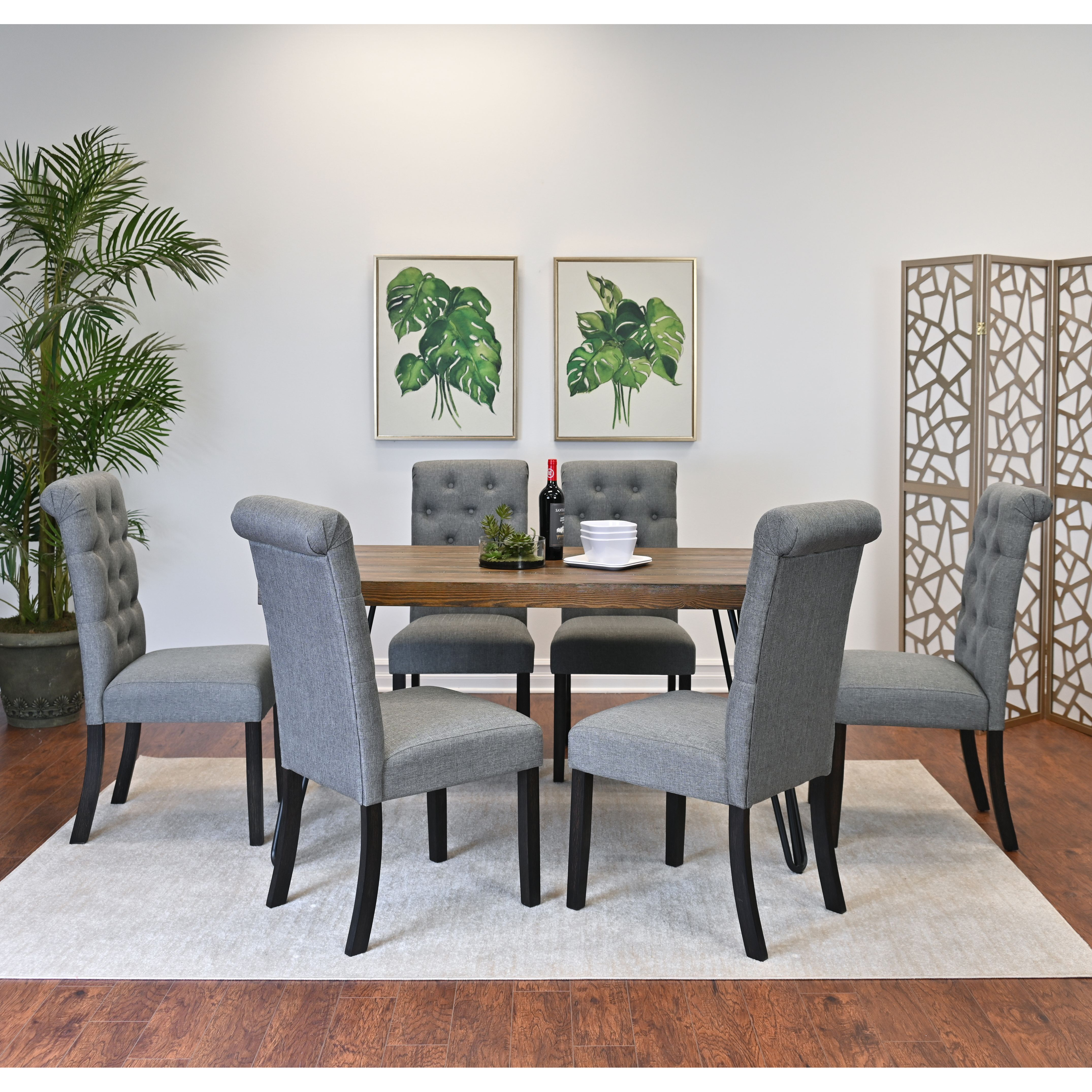 Ashford 7-Piece Dining Set, Hairpin Dining Table with 6 Chairs, 4 Color Options